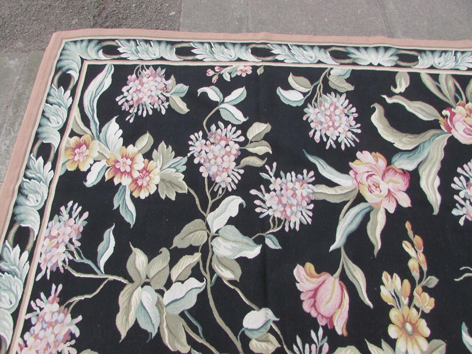 Late 20th Century Handmade Vintage French Aubusson Rug 8.8' x 12.2', 1970s, 1Q51 For Sale