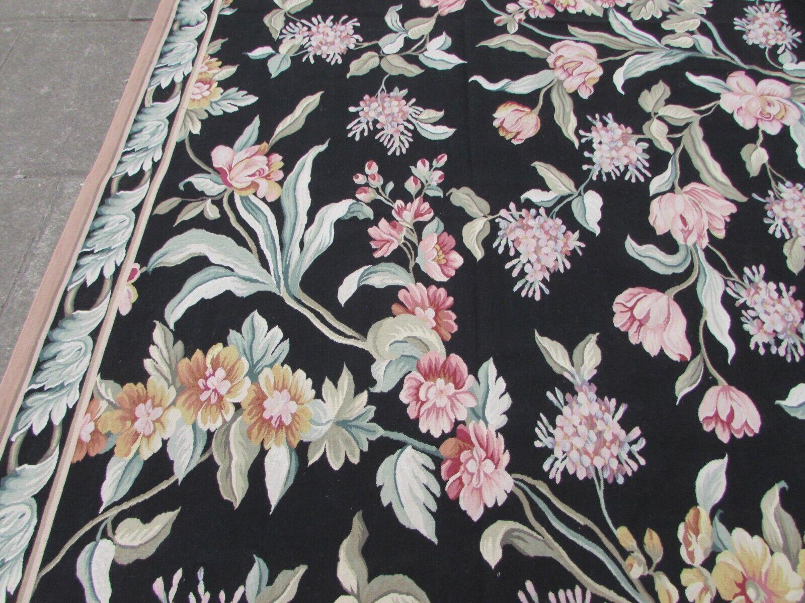 Handmade Vintage French Aubusson Rug 8.8' x 12.2', 1970s, 1Q51 For Sale 2