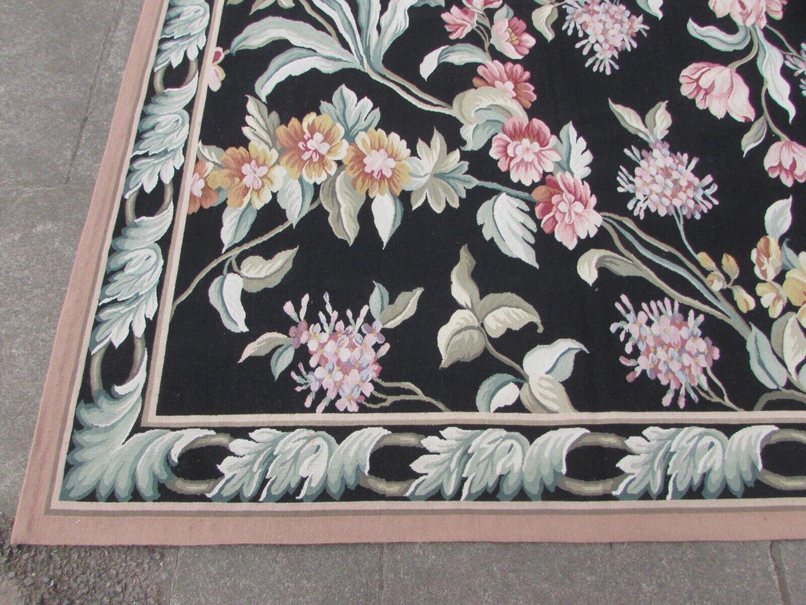 Handmade Vintage French Aubusson Rug 8.8' x 12.2', 1970s, 1Q51 For Sale 3