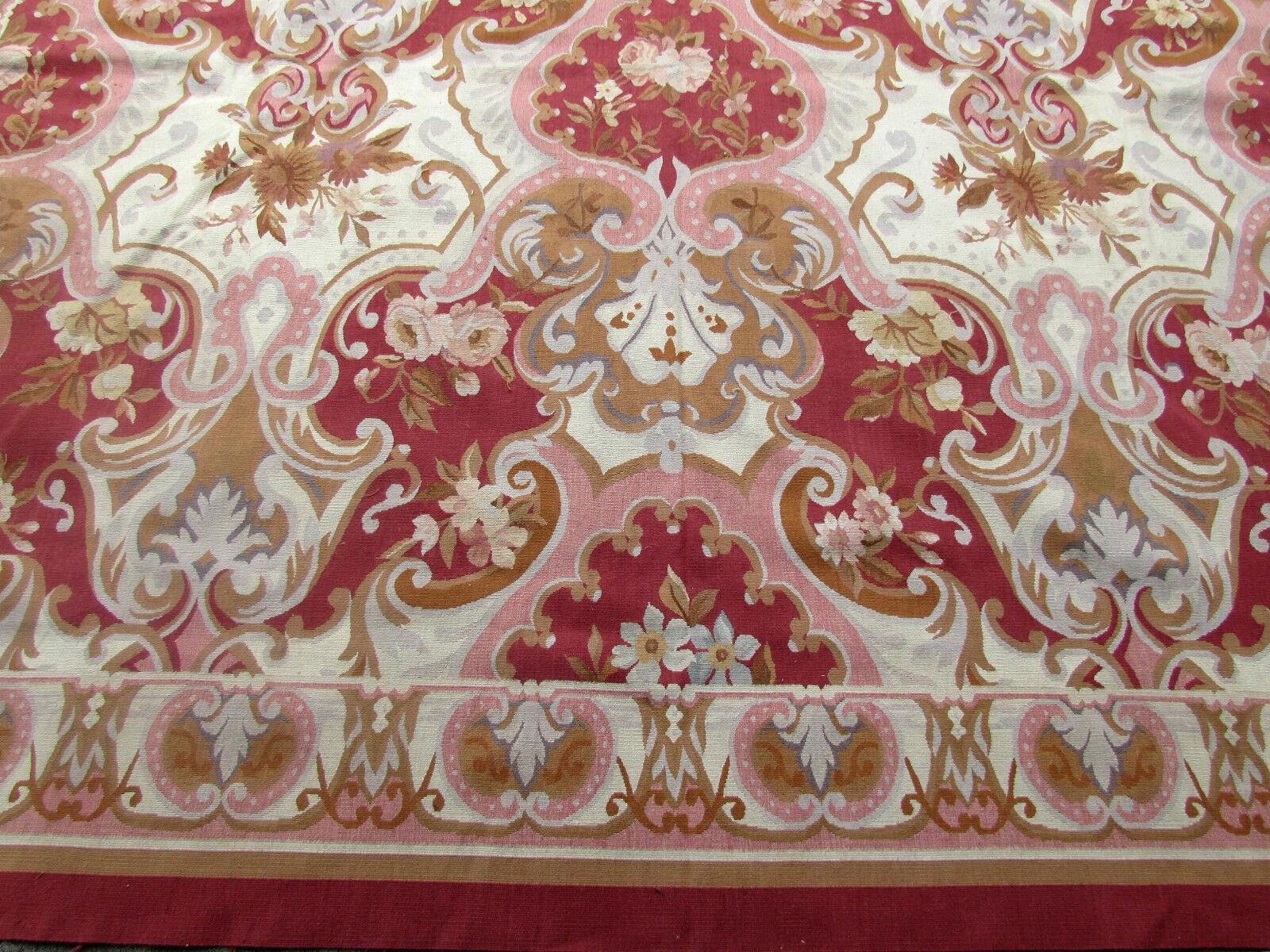 Handmade Vintage French Aubusson Rug 8.9' x 12', 1980s, 1Q37 In Good Condition For Sale In Bordeaux, FR
