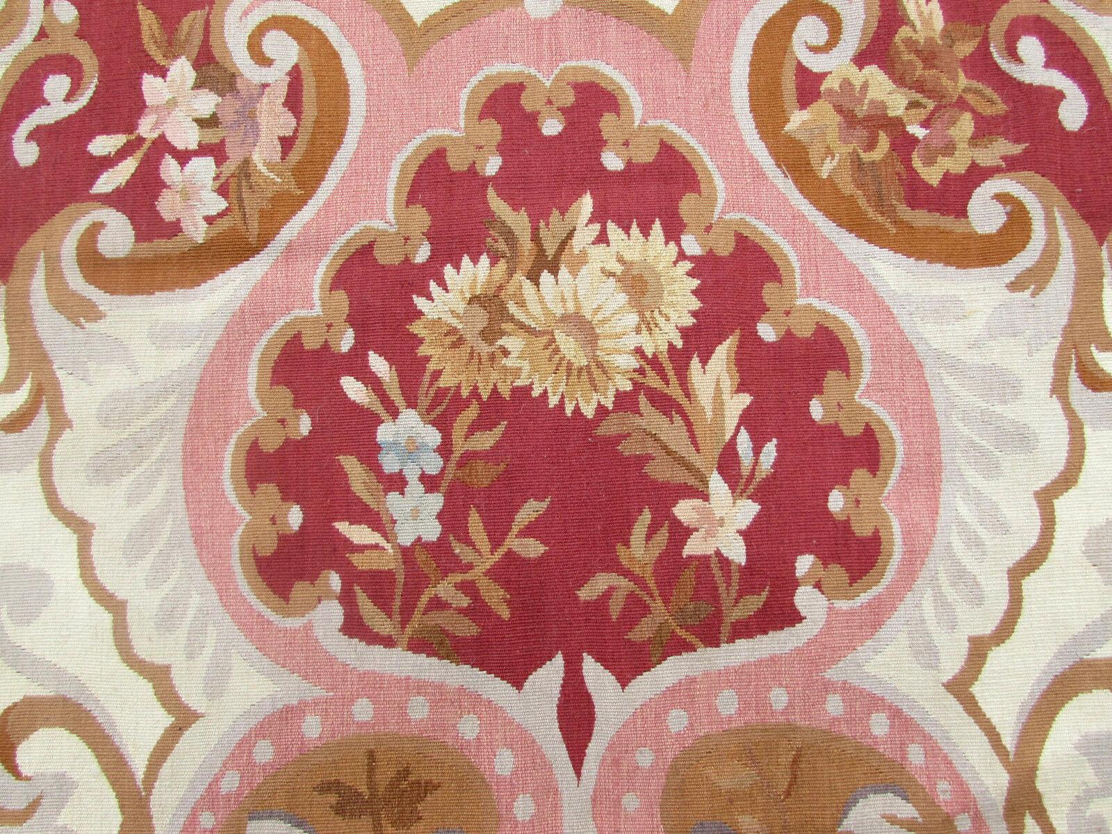 Wool Handmade Vintage French Aubusson Rug 8.9' x 12', 1980s, 1Q37 For Sale