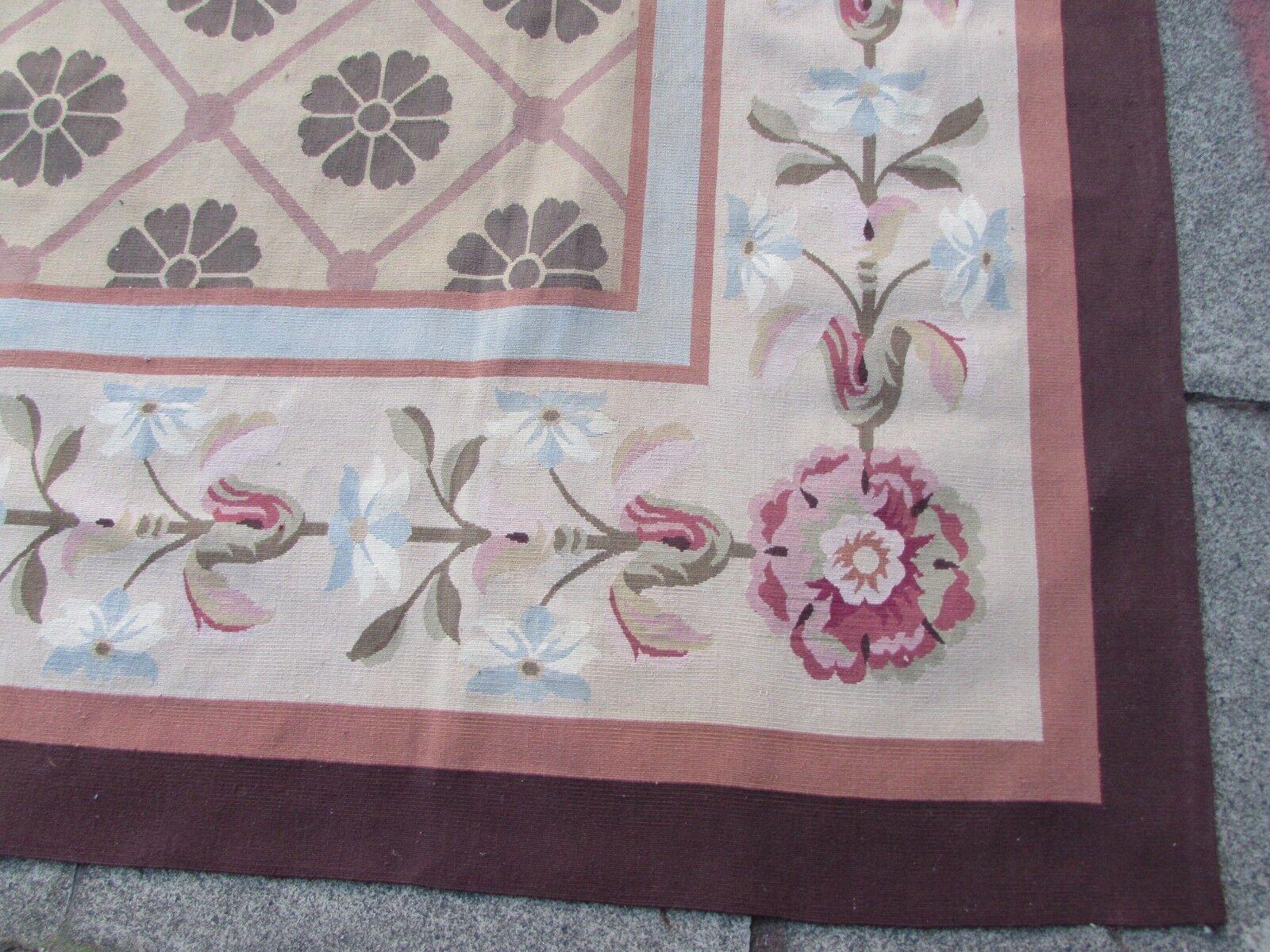 Handmade Vintage French Aubusson Rug 8.9' x 12.1', 1970s, 1Q53 For Sale 4