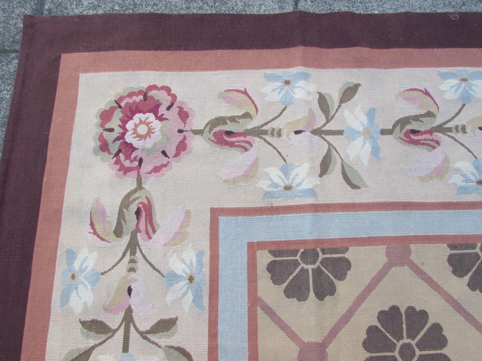 Late 20th Century Handmade Vintage French Aubusson Rug 8.9' x 12.1', 1970s, 1Q53 For Sale