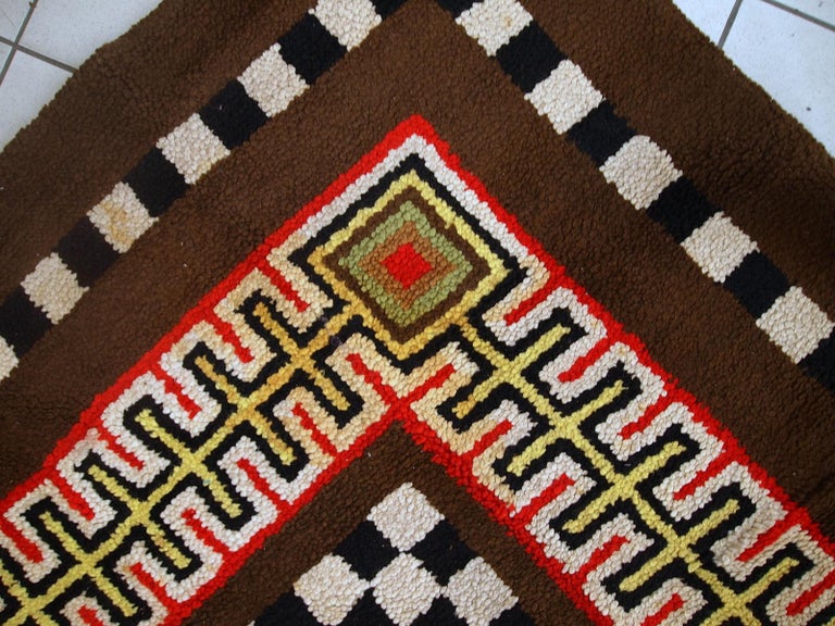 Handmade Vintage French Modern Rug, 1960s, 1C685 For Sale at 1stDibs