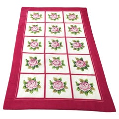 Handmade Vintage French Needlepoint Rug 3.3' x 5', 1960s - 1W08