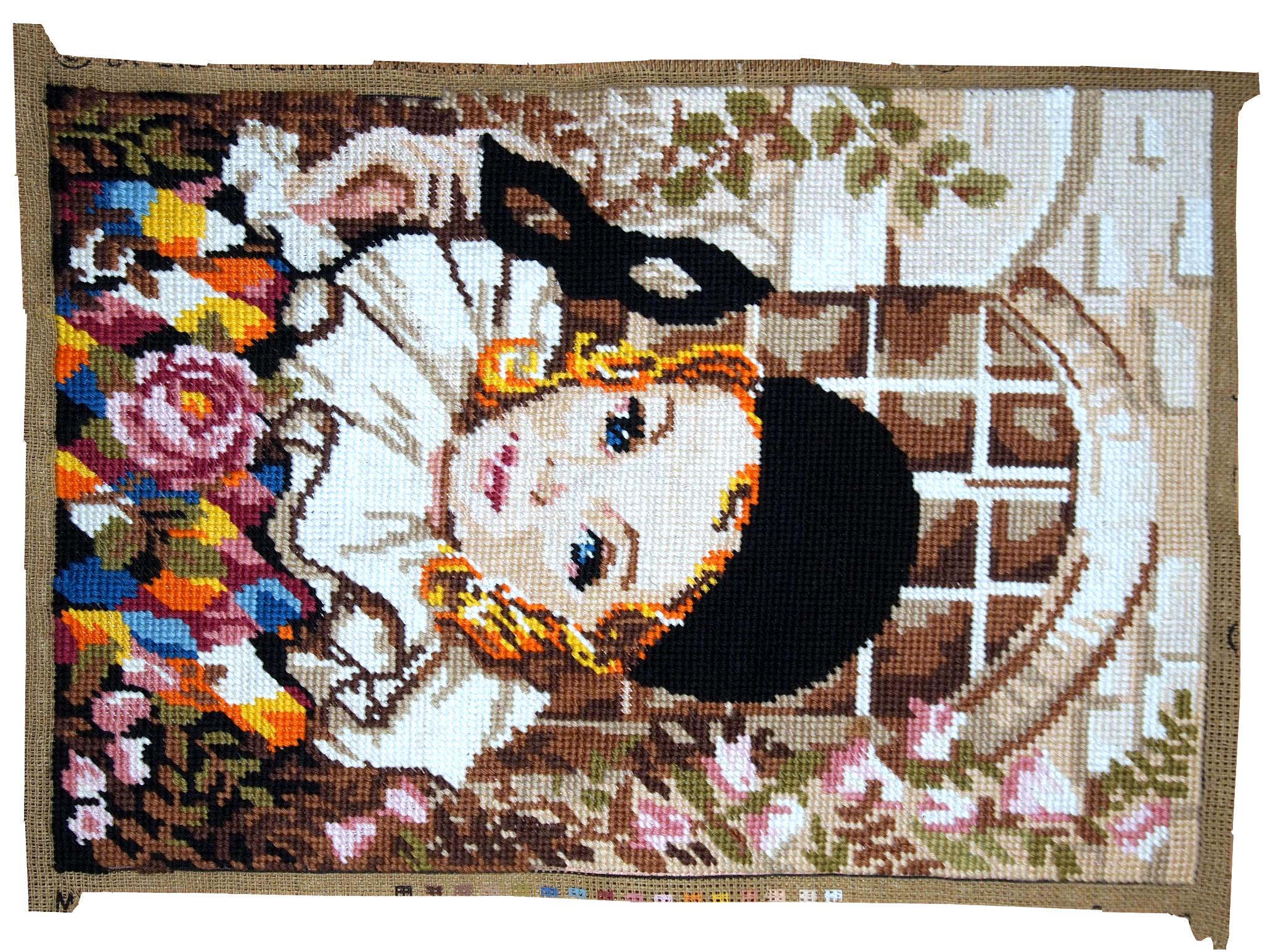 Handmade Vintage French Tapestry, 1980s, 1C603 1