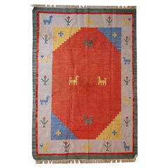 Kilim Gabbeh style artisanal vintage fait à la main, années 1960, 1C518