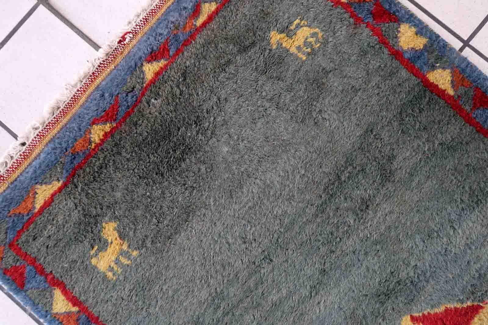 Handgefertigter Vintage-Teppich im Gabbeh-Stil, 1970er Jahre, 1C1024 im Zustand „Gut“ im Angebot in Bordeaux, FR