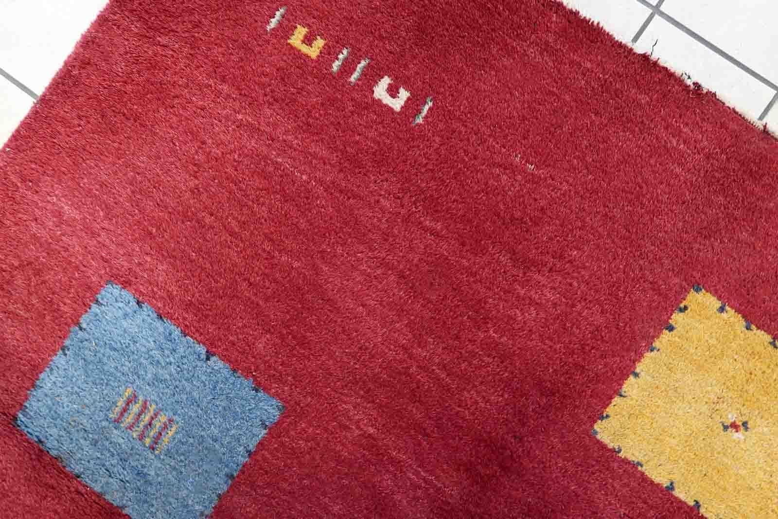 Handgefertigter Vintage-Teppich im Gabbeh-Stil, 1970er Jahre, 1c1037 im Angebot 3