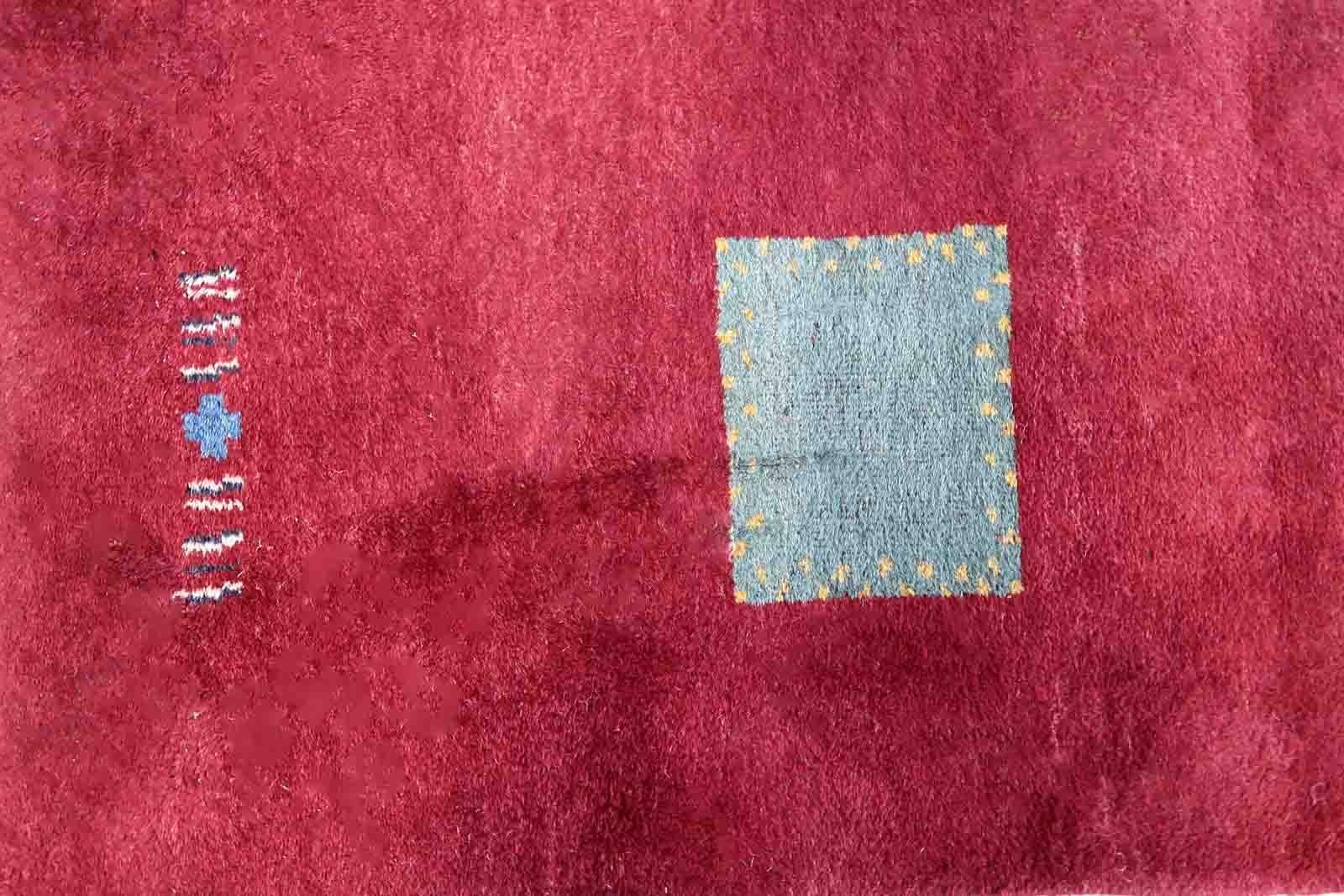Handgefertigter Vintage-Teppich im Gabbeh-Stil, 1970er Jahre, 1c1037 im Zustand „Gut“ im Angebot in Bordeaux, FR