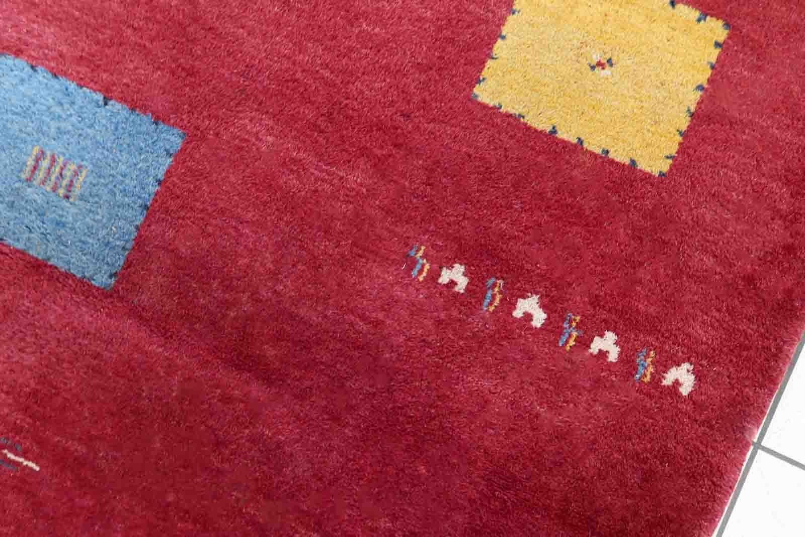 Handgefertigter Vintage-Teppich im Gabbeh-Stil, 1970er Jahre, 1c1037 im Angebot 1