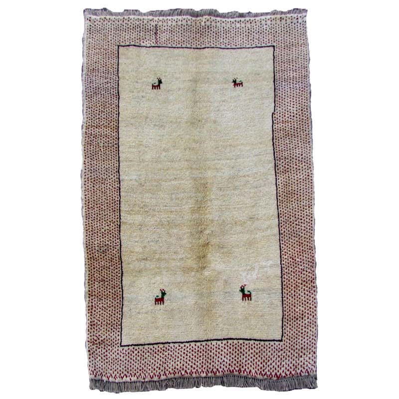 Handmade Vintage Gabbeh Style Rug, 1970s, 1C590 at 1stDibs