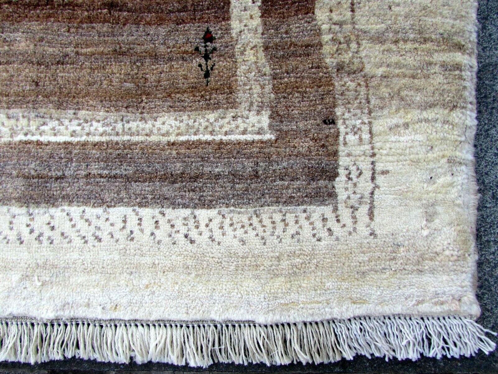 Wool Handmade Vintage Gabbeh Style Rug, 1970s, 1Q0255