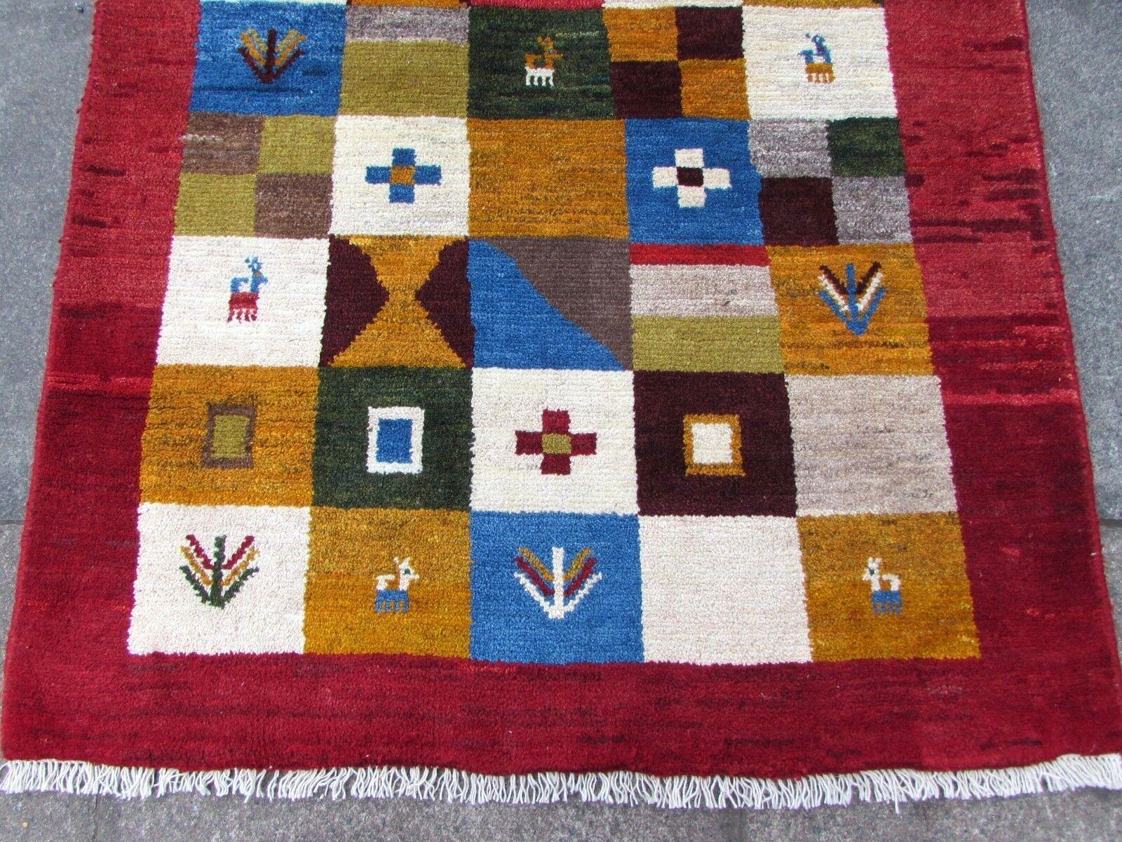 Hand-Knotted Handmade Vintage Gabbeh Style Rug, 1970s, 1Q0257