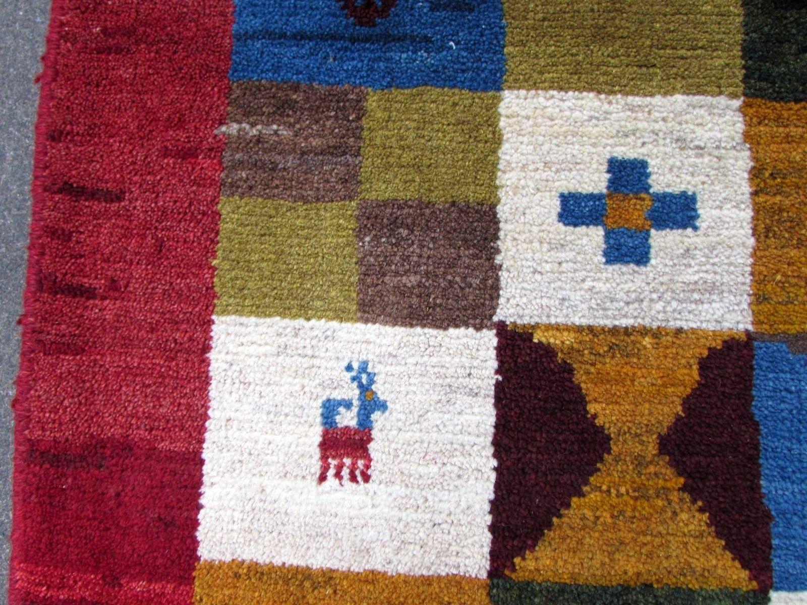 Wool Handmade Vintage Gabbeh Style Rug, 1970s, 1Q0257