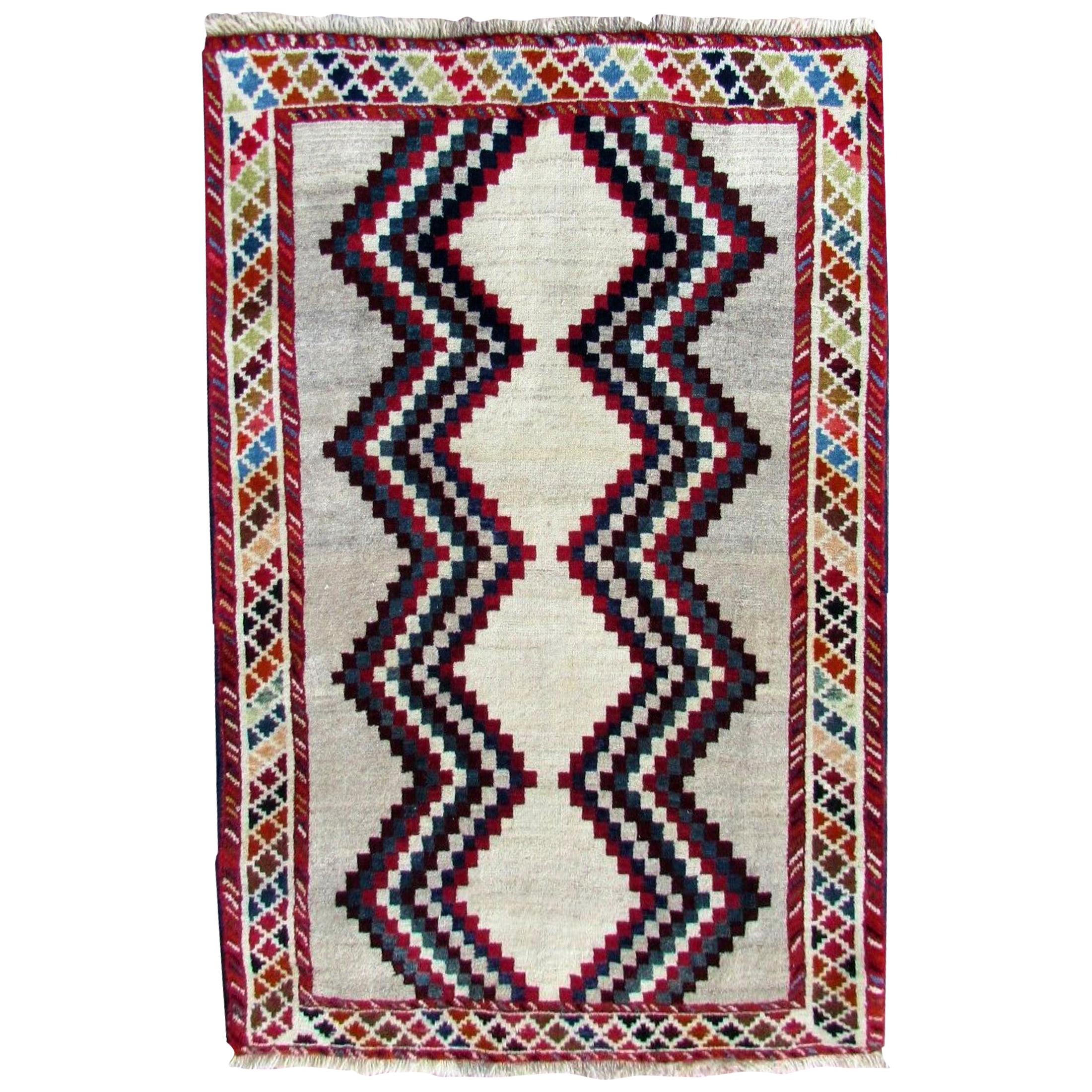 Handmade Vintage Gabbeh Style Rug, 1970s, 1C590 at 1stDibs