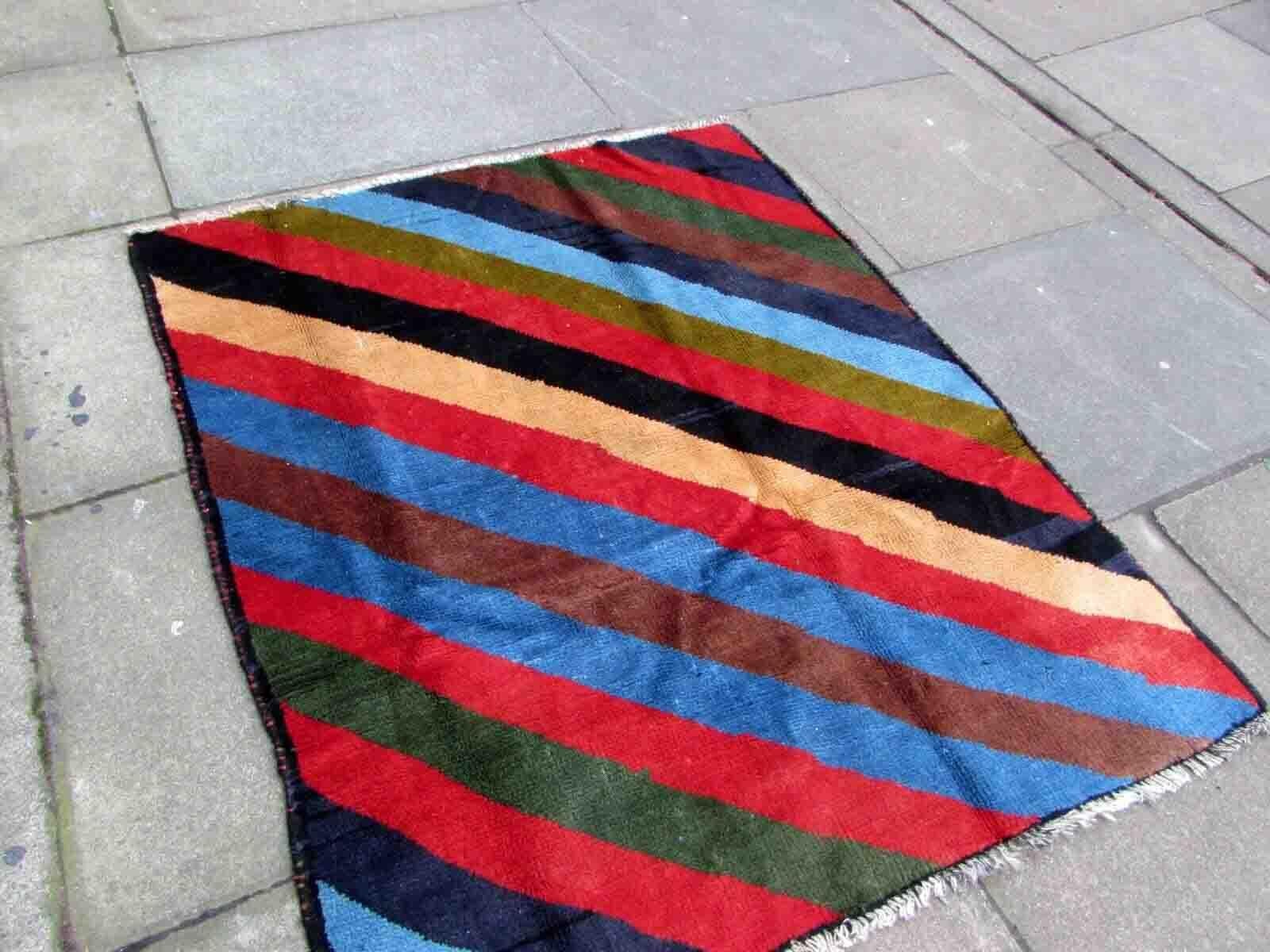 Handgefertigter Vintage-Teppich im Gabbeh-Stil, 1970er Jahre, 1Q27 im Angebot 3