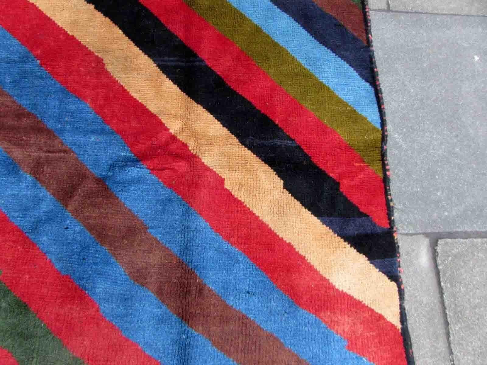 Hand-Knotted Handmade Vintage Gabbeh Style Rug, 1970s, 1Q27 For Sale