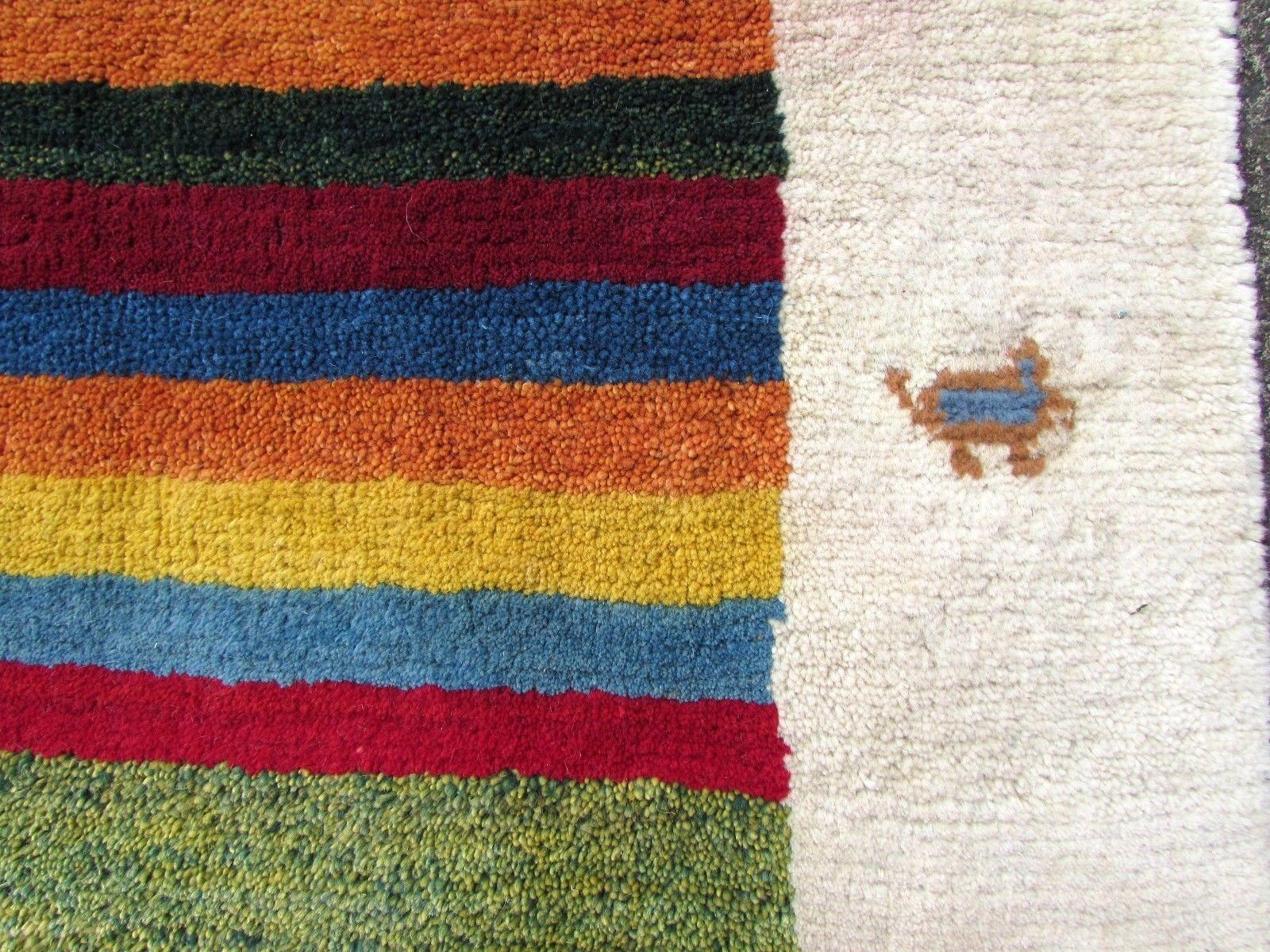 Wool Handmade Vintage Gabbeh Style Rug, 1980s, 1Q0108