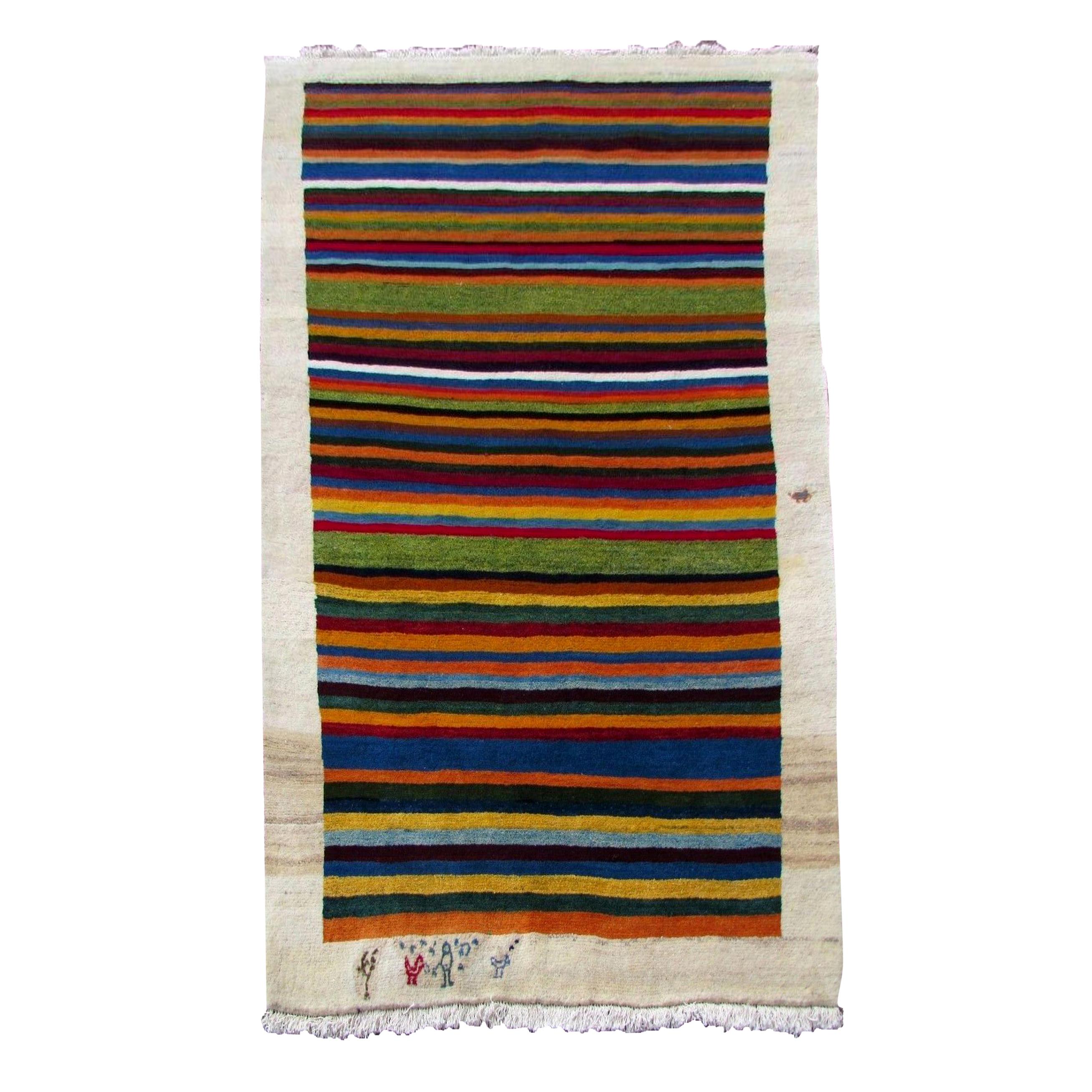 Handmade Vintage Gabbeh Style Rug, 1980s, 1Q0108
