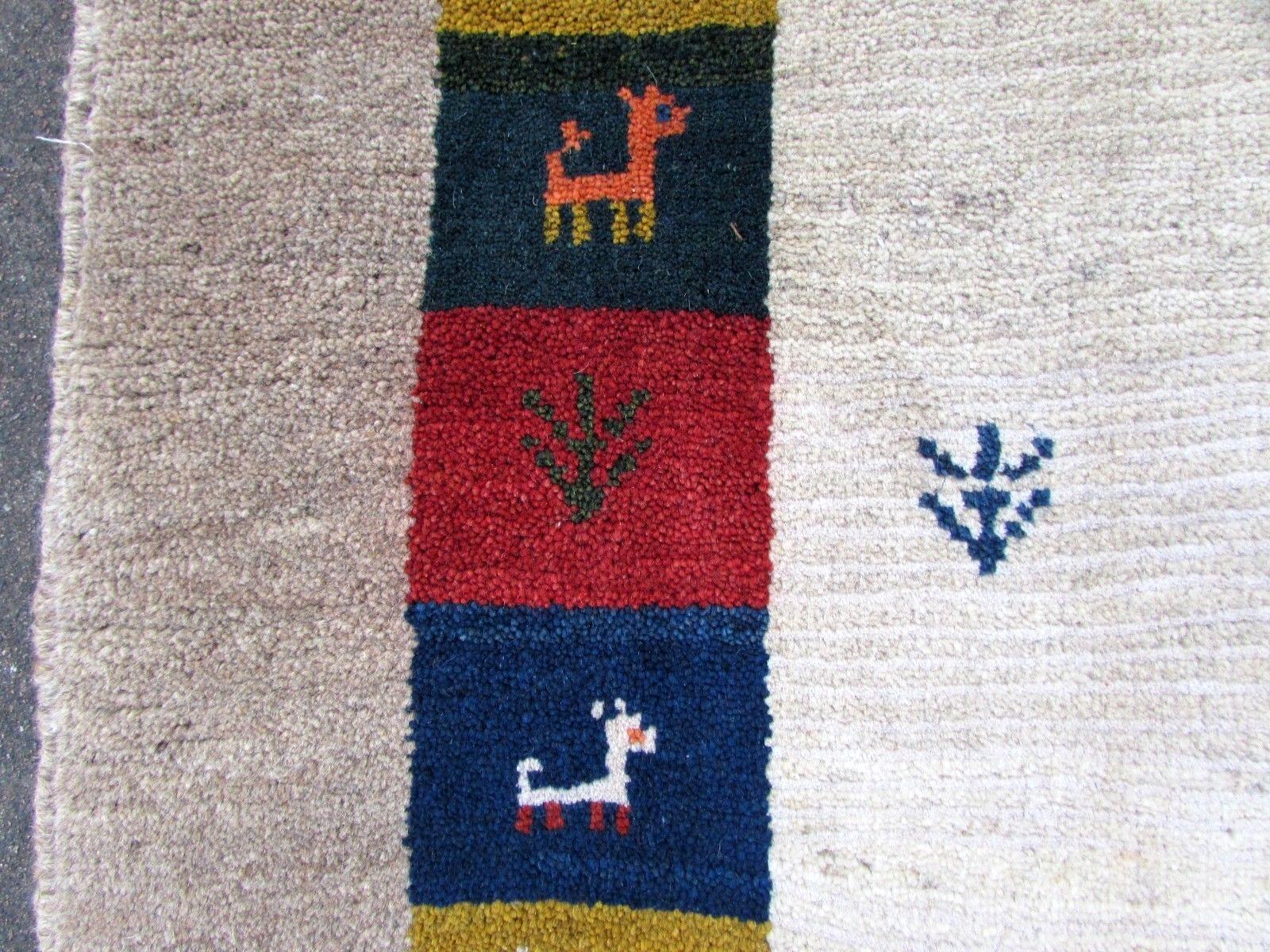 Indian Handmade Vintage Gabbeh Style Rug, 1980s, 1Q0276