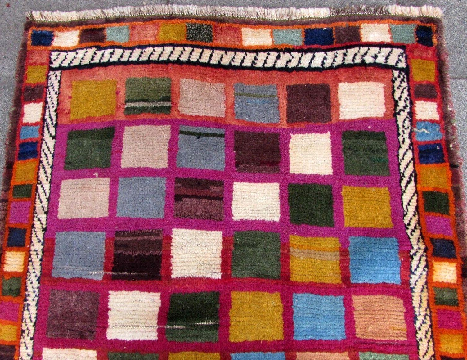 Wool Handmade Vintage Gabbeh Style Rug, 1980s, 1Q0295