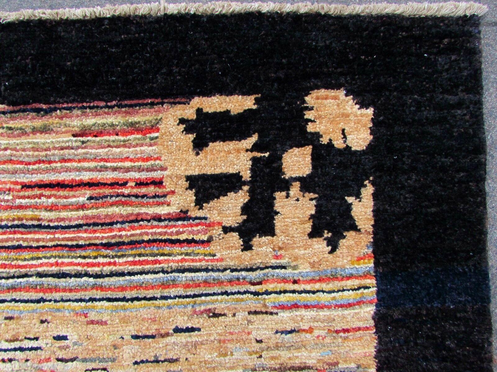 Hand-Knotted Handmade Vintage Gabbeh Style Rug, 1980s, 1Q0298