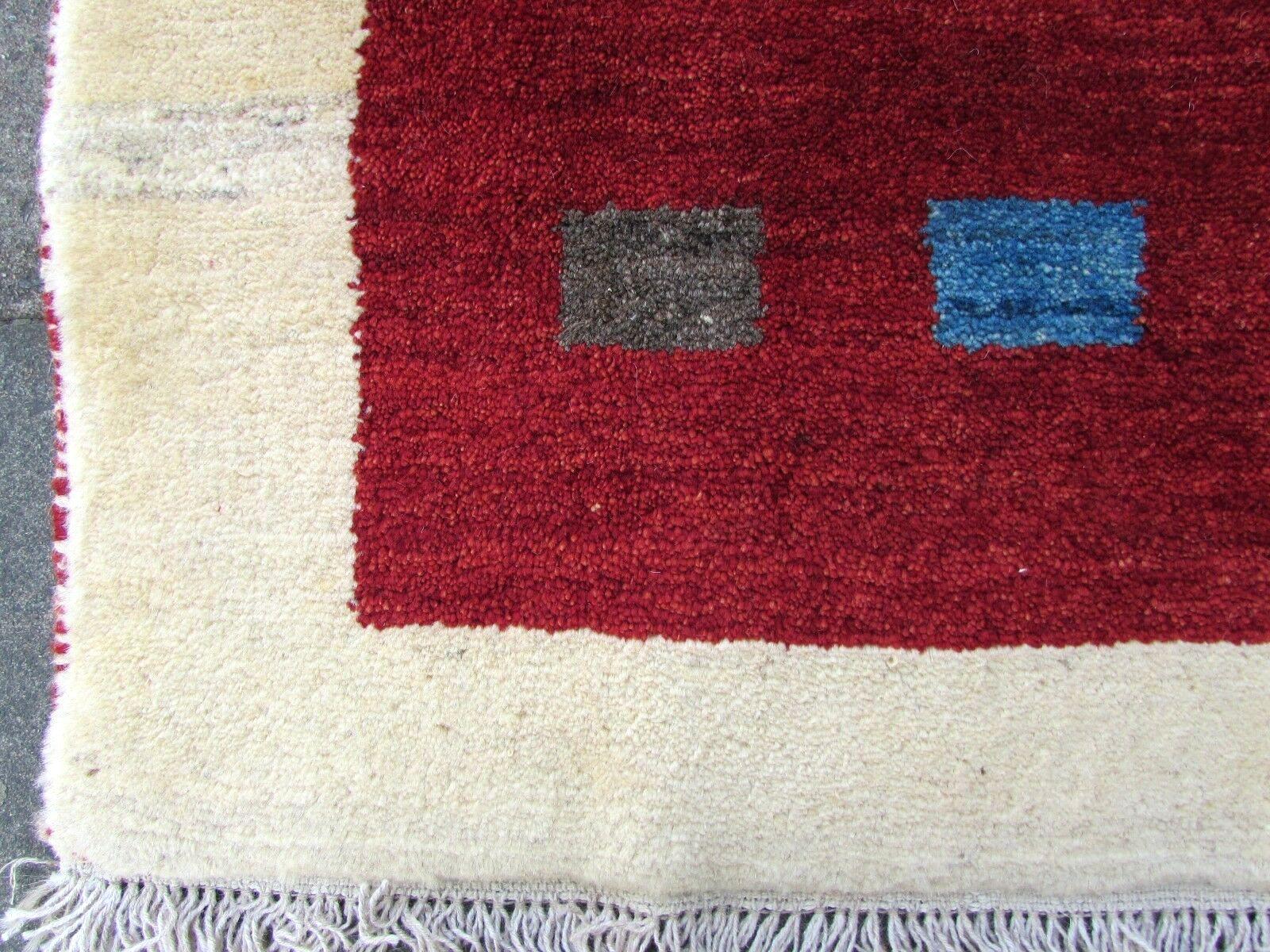 Hand-Knotted Handmade Vintage Gabbeh Style Rug, 1980s, 1Q0311