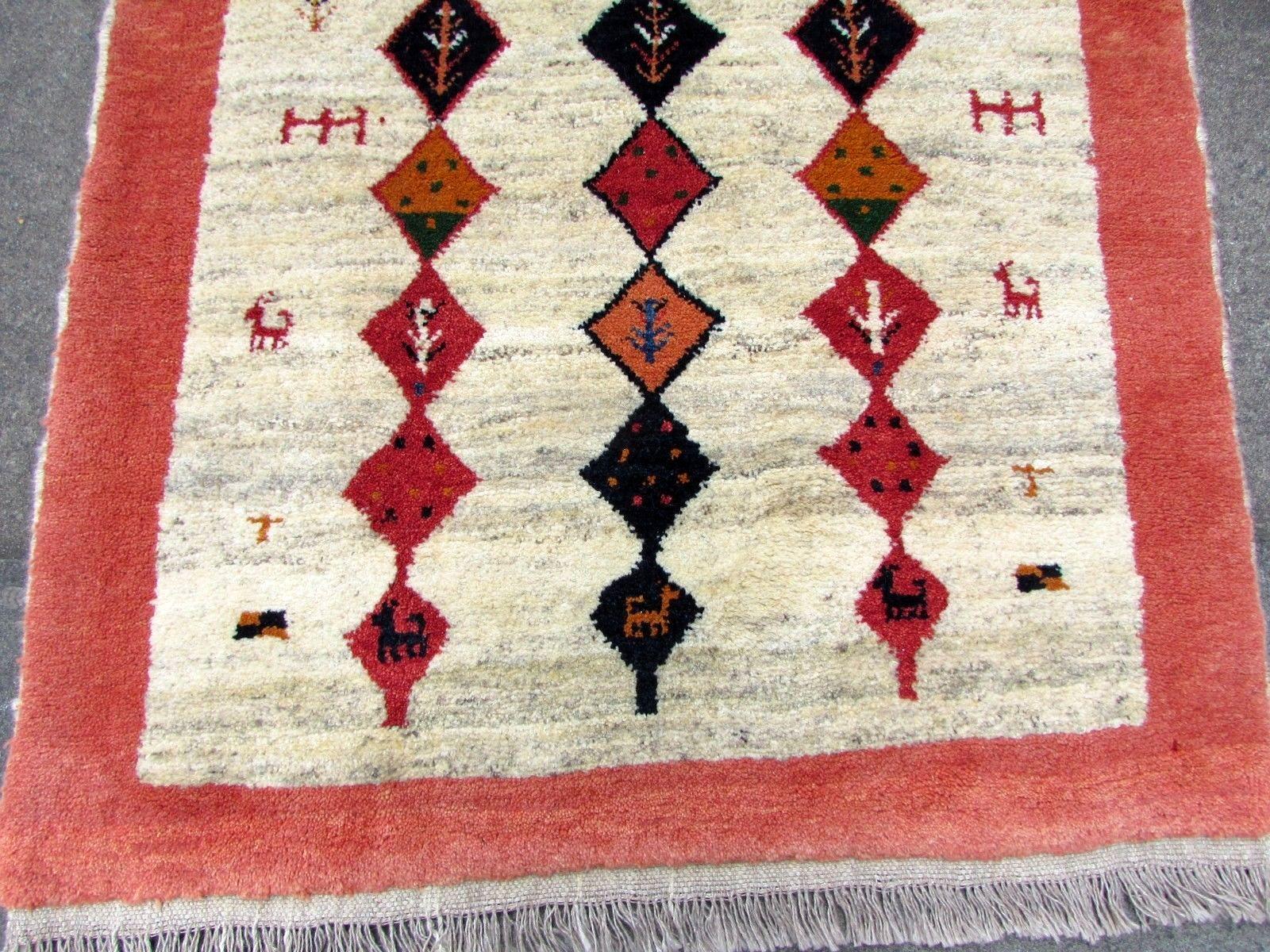 Hand-Knotted Handmade Vintage Gabbeh Style Rug, 1980s, 1Q0346