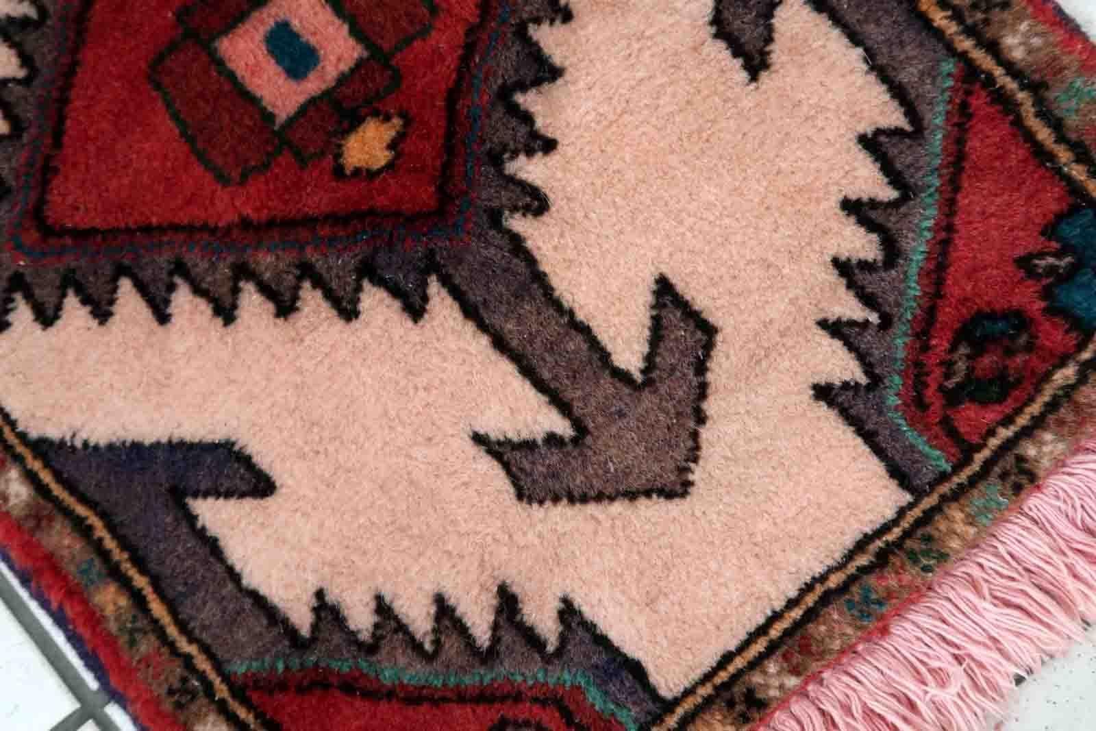 Wool Handmade Vintage Hamadan Style Mat, 1970s, 1c878 For Sale