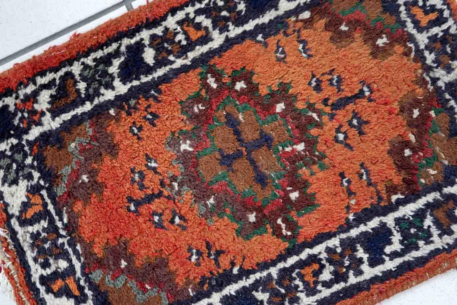 Hand-Knotted Handmade Vintage Hamadan Style Mat, 1970s, 1c880 For Sale