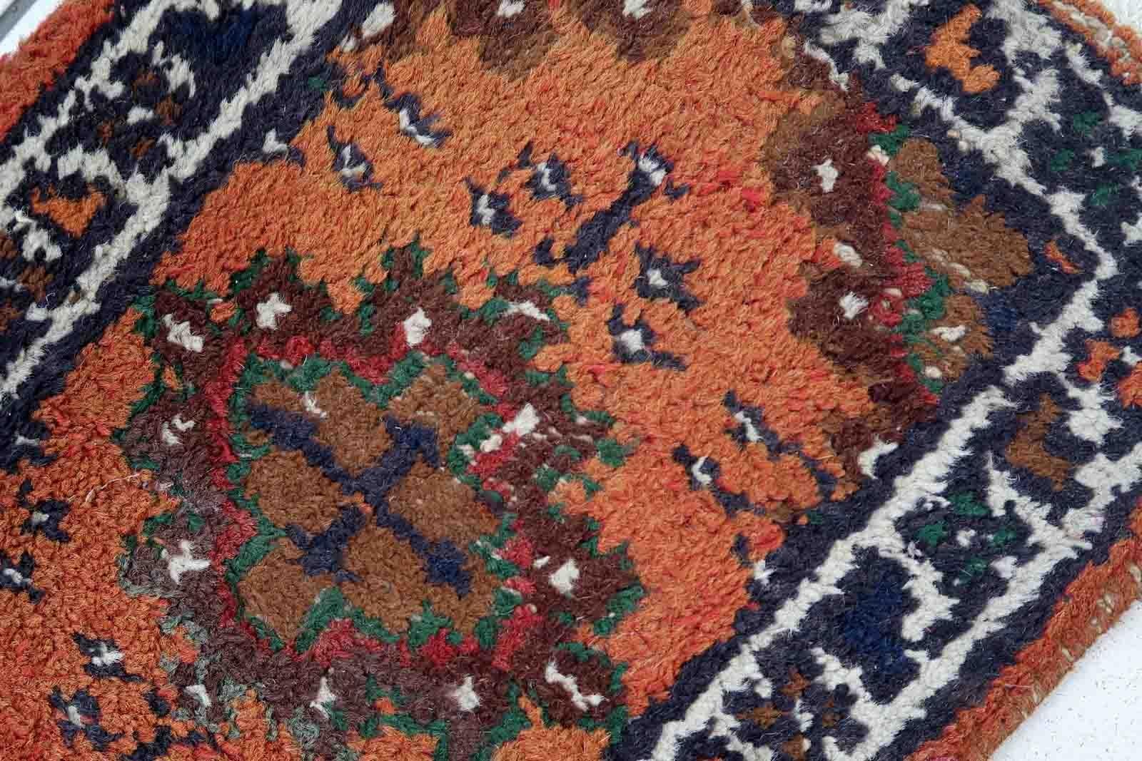 Wool Handmade Vintage Hamadan Style Mat, 1970s, 1c880 For Sale