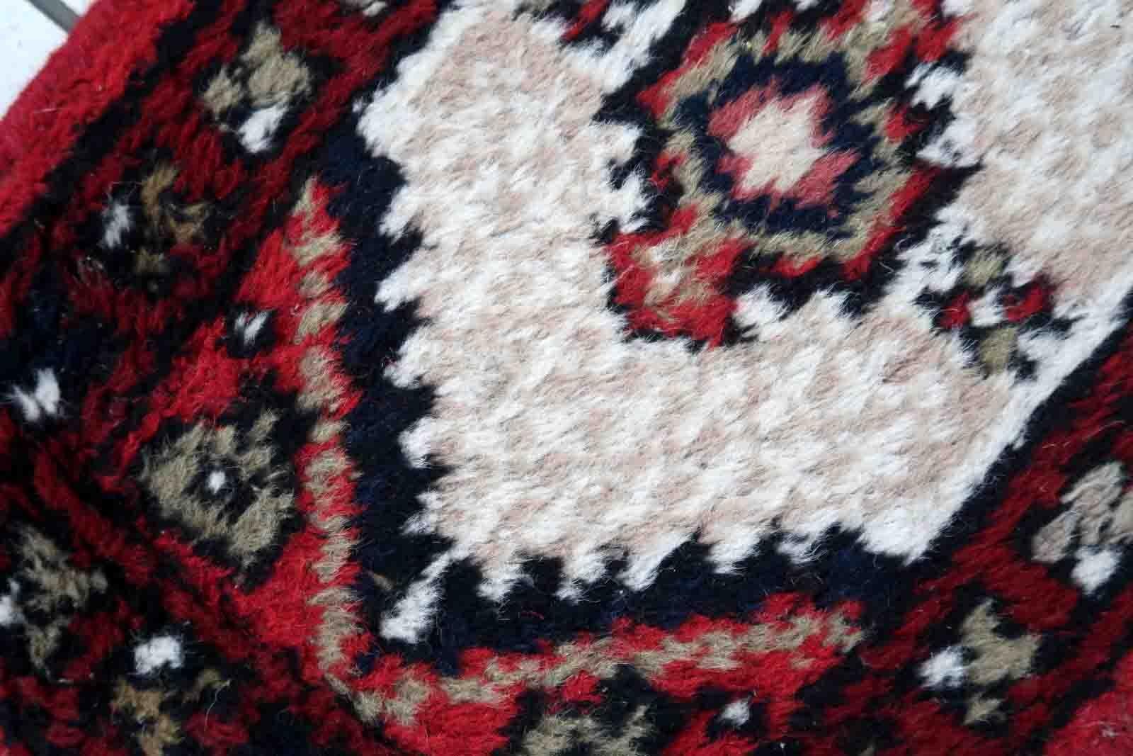 Hand-Knotted Handmade Vintage Hamadan Style Mat, 1970s, 1C881 For Sale