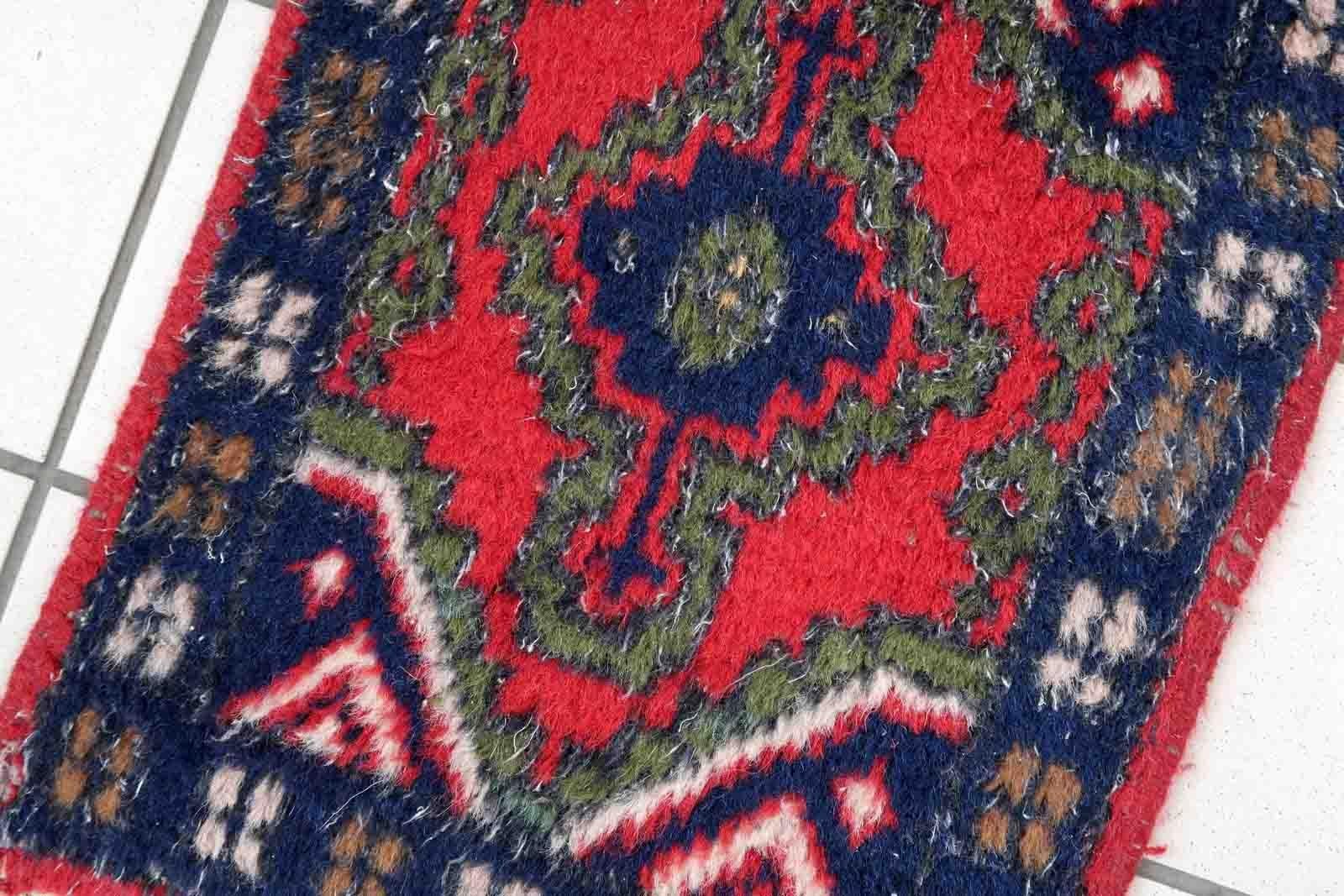 Hand-Knotted Handmade Vintage Hamadan Style Mat, 1970s, 1c883 For Sale