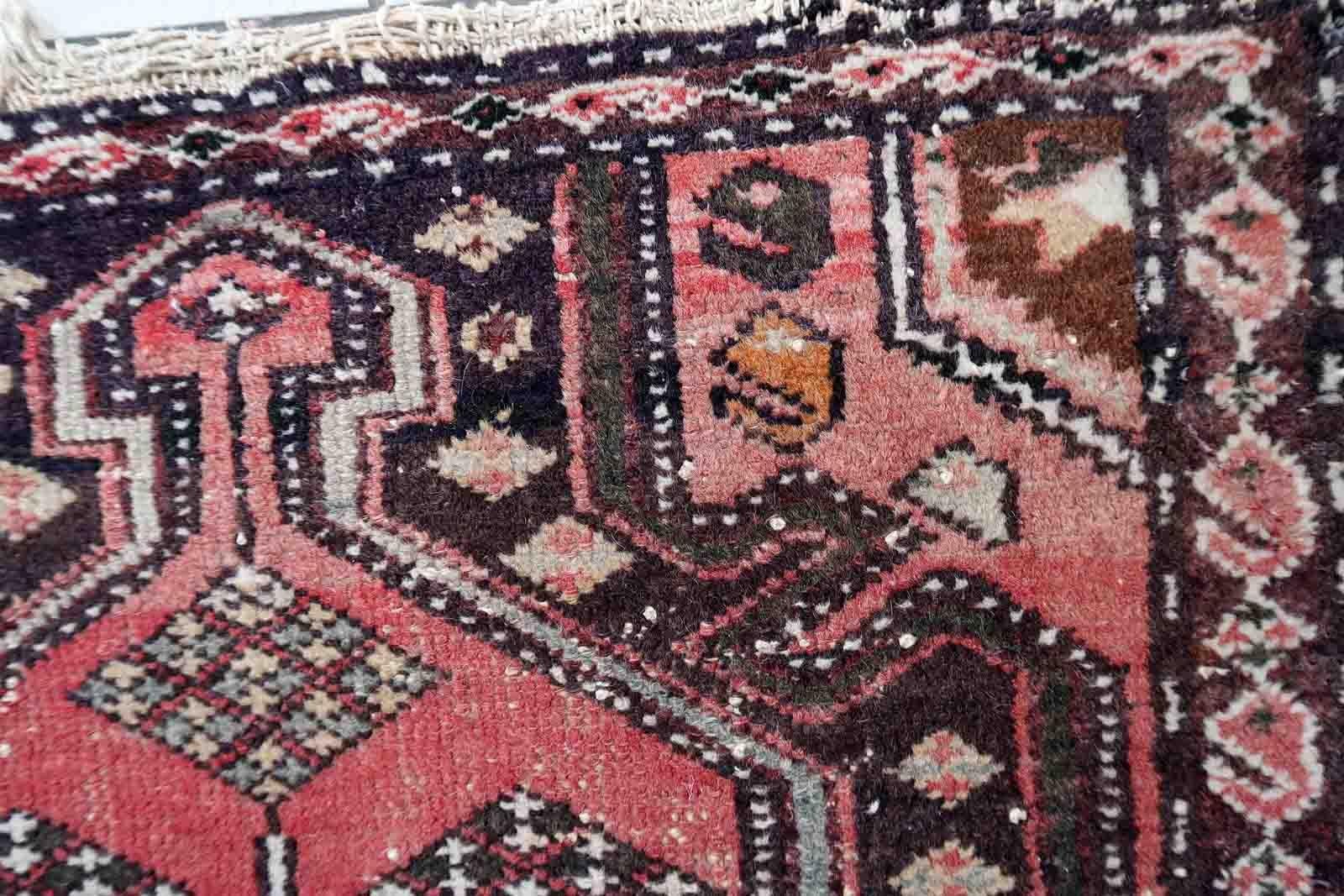 Hand-Knotted Handmade Vintage Hamadan Style Rug, 1950s, 1C957 For Sale