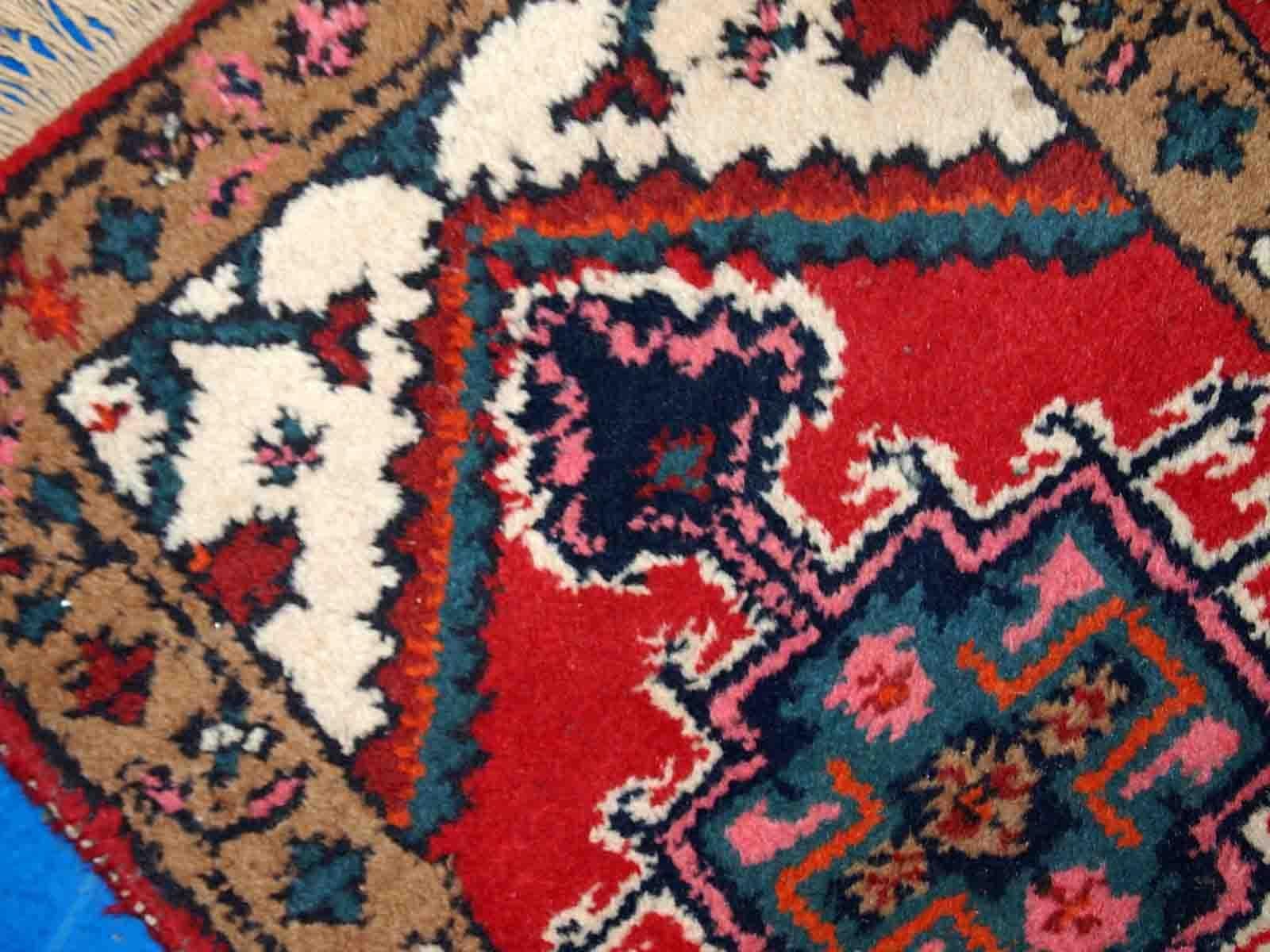 Indiano Tappeto fatto a mano in stile Hamadan vintage, anni '60, 1C754 in vendita