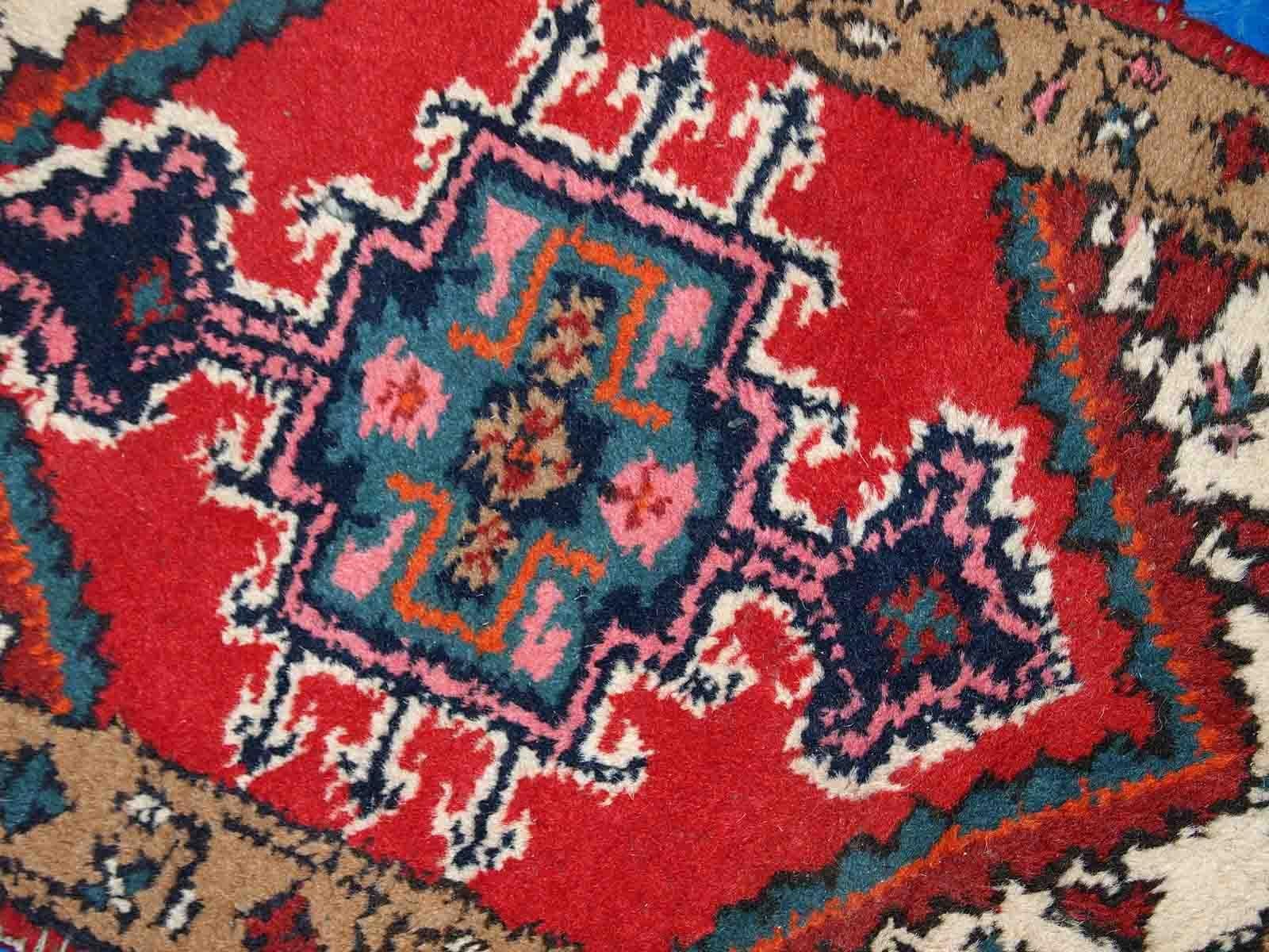Annodato a mano Tappeto fatto a mano in stile Hamadan vintage, anni '60, 1C754 in vendita
