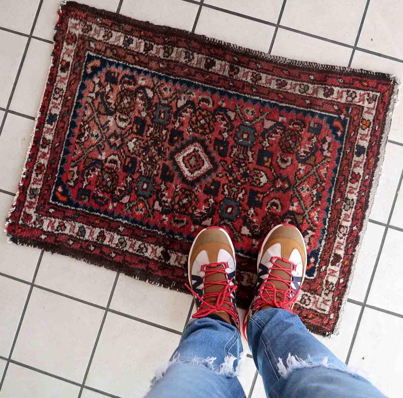 Indiano Tappeto vintage fatto a mano in stile Hamadan, anni '70, 1C1019 in vendita