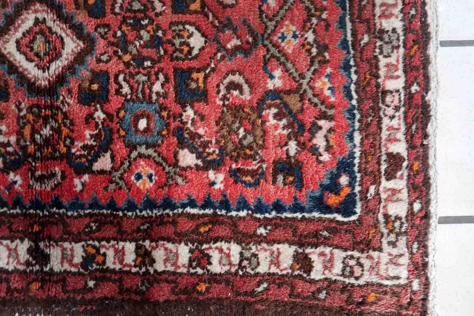 Handmade Vintage Hamadan Style Rug, 1970s, 1C1019 In Fair Condition For Sale In Bordeaux, FR