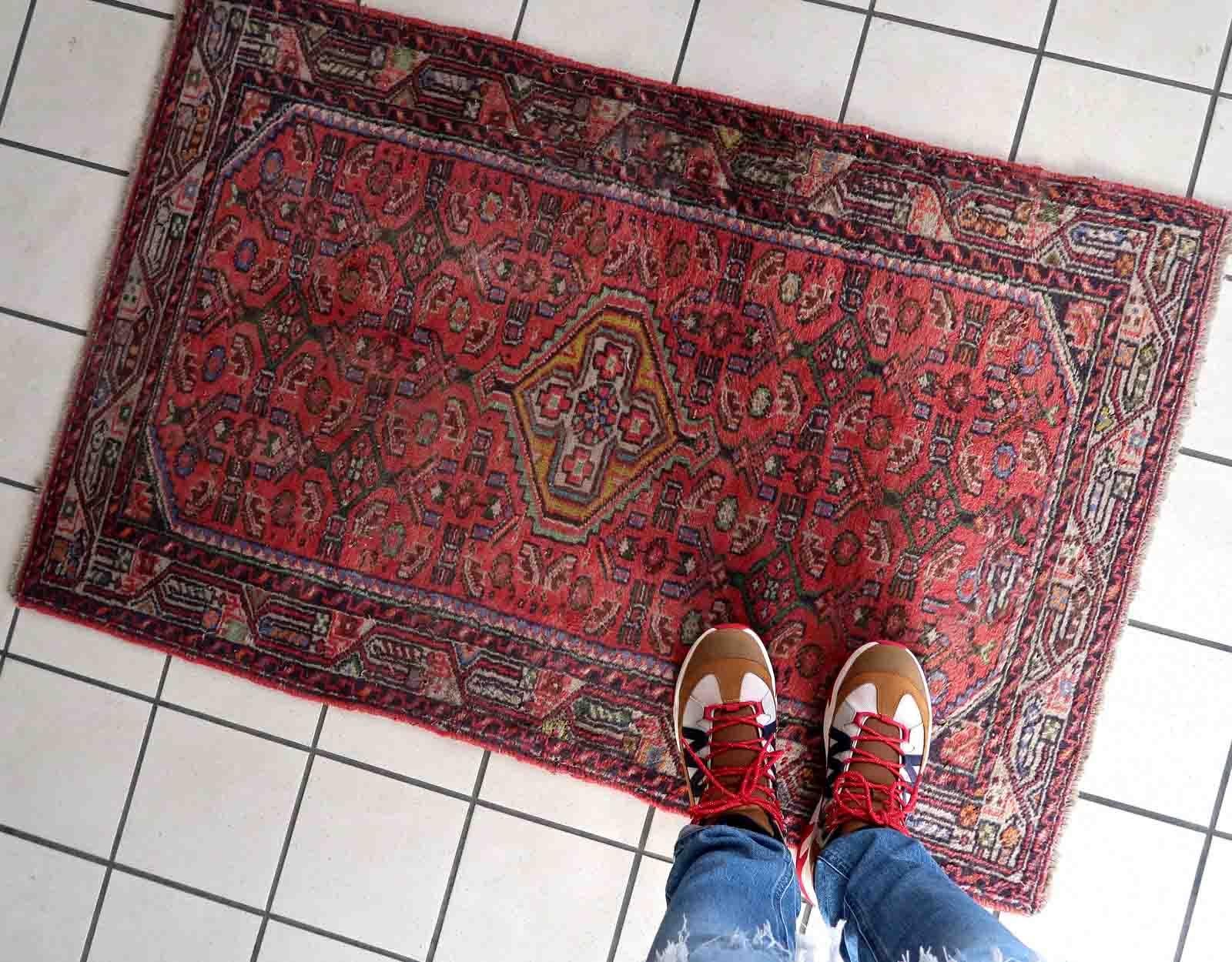 Indiano Tappeto vintage fatto a mano in stile Hamadan, anni '70, 1C1021