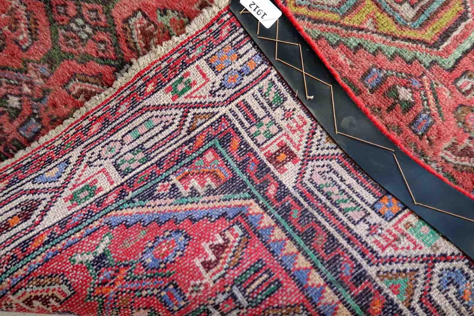 Annodato a mano Tappeto vintage fatto a mano in stile Hamadan, anni '70, 1C1021