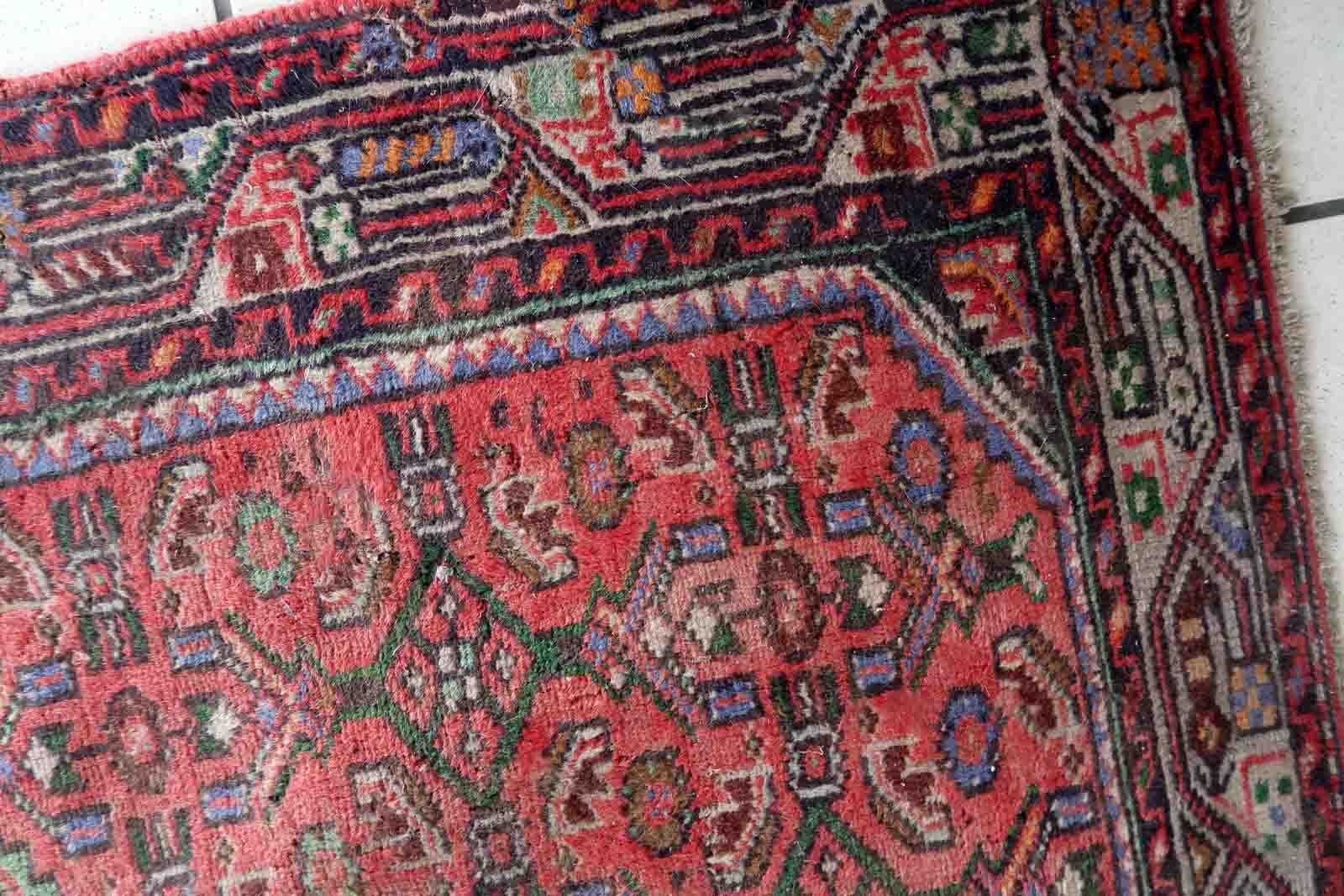 Tappeto vintage fatto a mano in stile Hamadan, anni '70, 1C1021 In condizioni buone a Bordeaux, FR