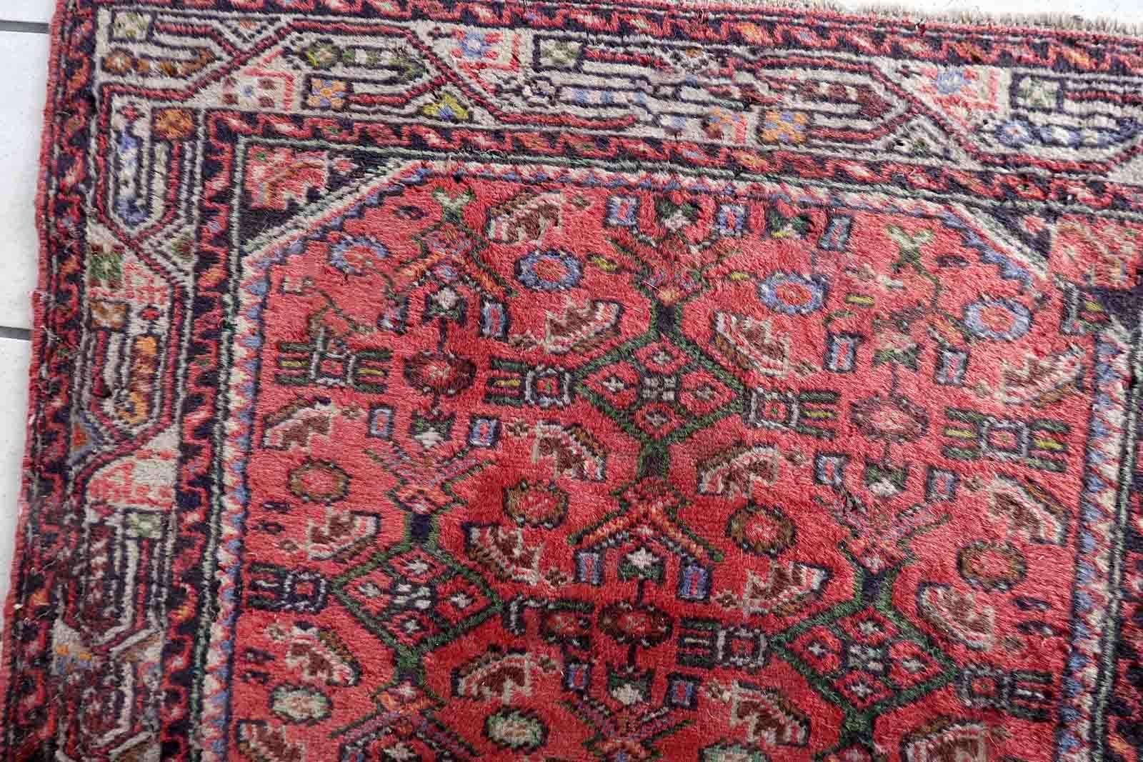 Lana Tappeto vintage fatto a mano in stile Hamadan, anni '70, 1C1021