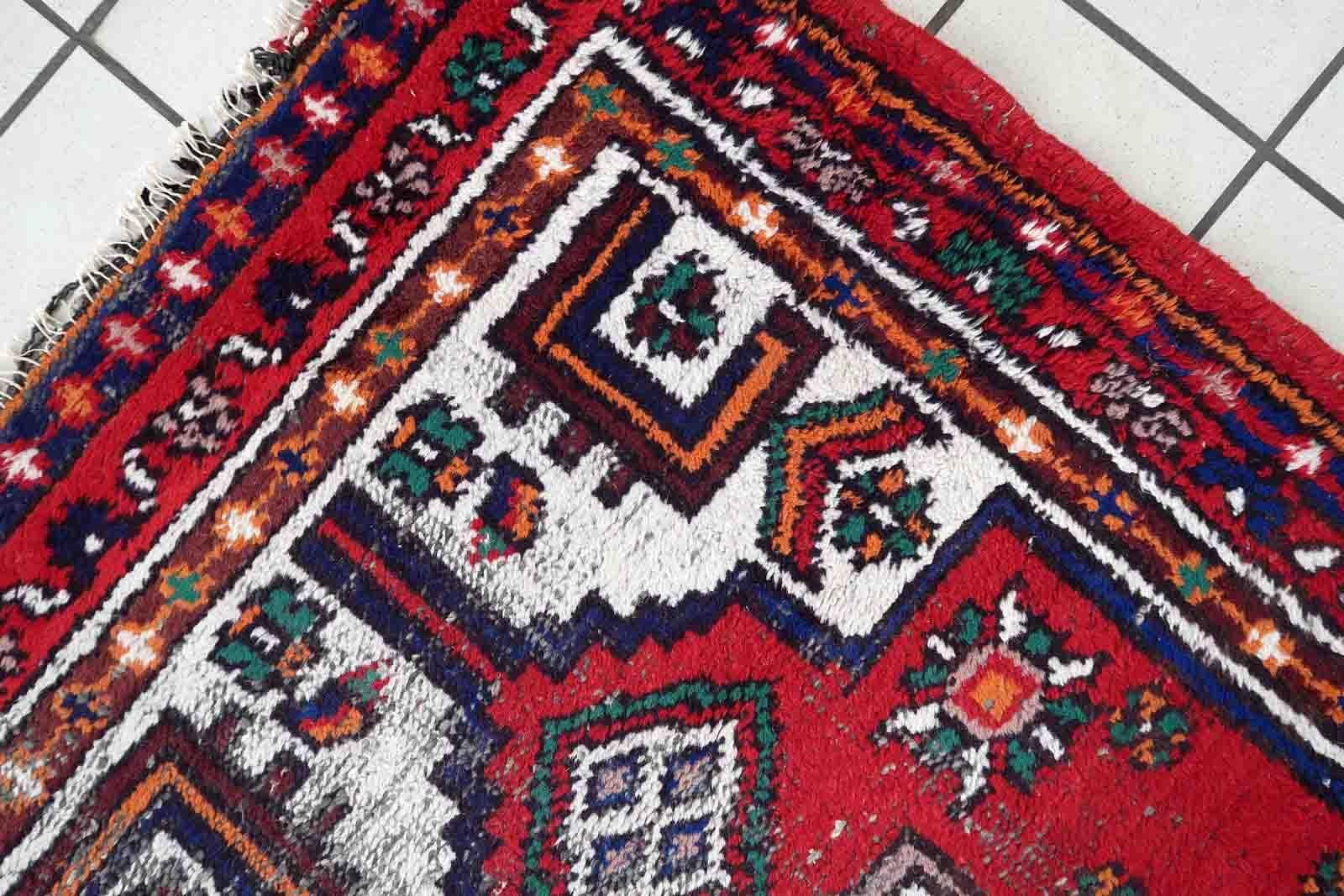 Hand-Knotted Handmade Vintage Hamadan Style Rug, 1970s, 1C1025 For Sale