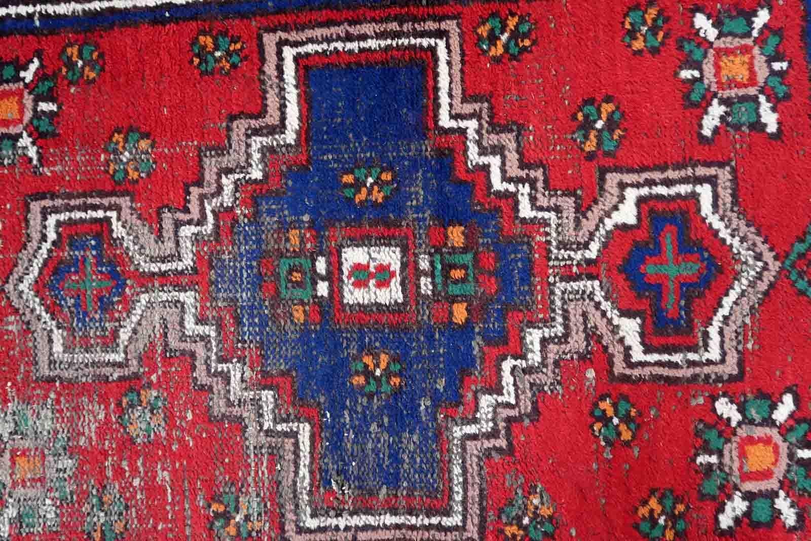 Lana Tappeto vintage fatto a mano in stile Hamadan, anni '70, 1C1025 in vendita