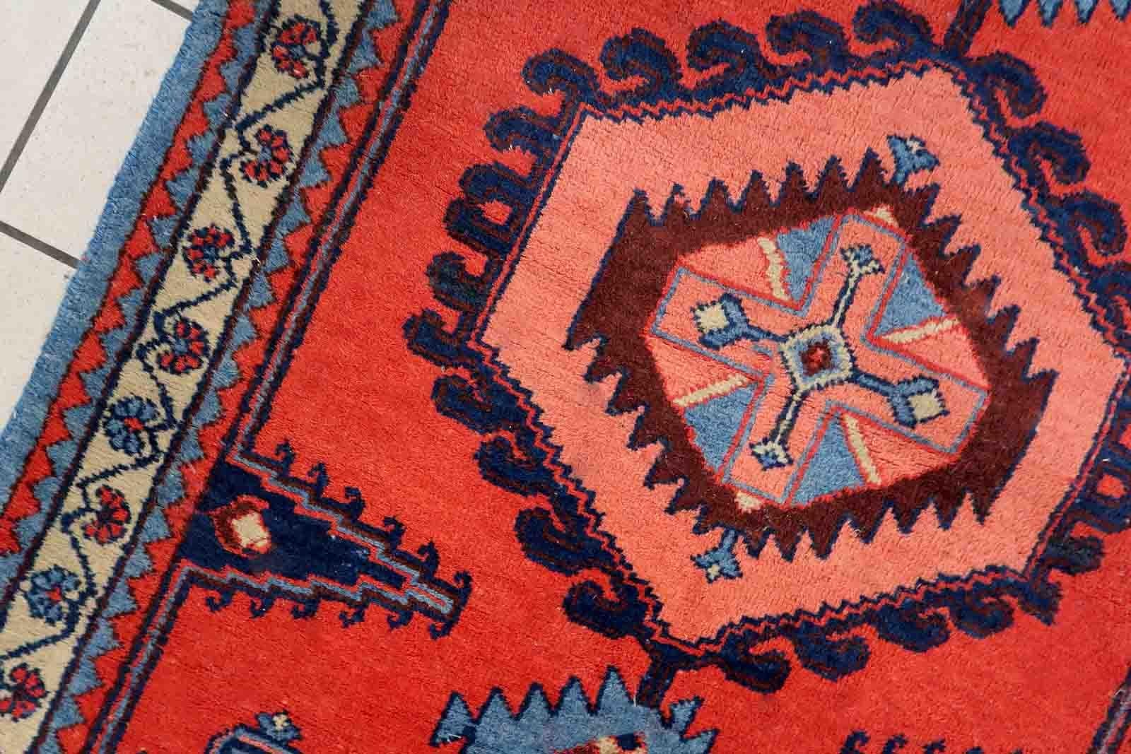 Hand-Knotted Handmade Vintage Hamadan Style Rug, 1970s, 1c1039 For Sale