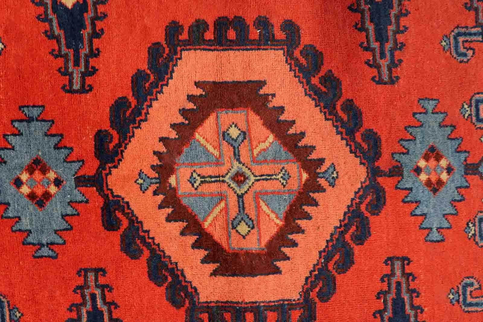 Handgefertigter Vintage-Teppich im Hamadan-Stil, 1970er Jahre, 1c1039 im Zustand „Gut“ im Angebot in Bordeaux, FR