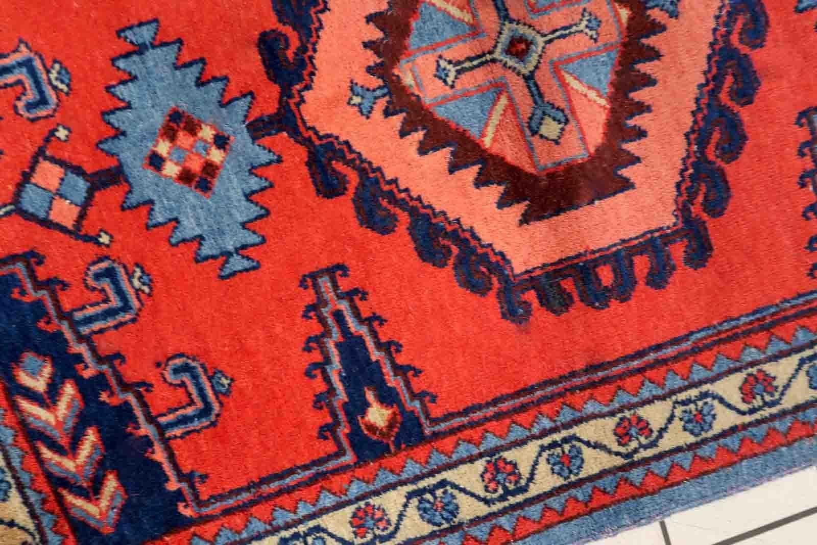 Handgefertigter Vintage-Teppich im Hamadan-Stil, 1970er Jahre, 1c1039 (Ende des 20. Jahrhunderts) im Angebot
