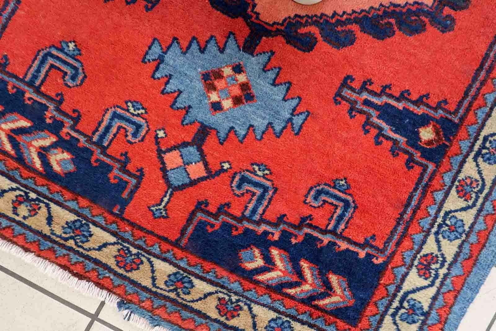 Lana Tappeto vintage in stile Hamadan fatto a mano, anni '70, 1c1039 in vendita
