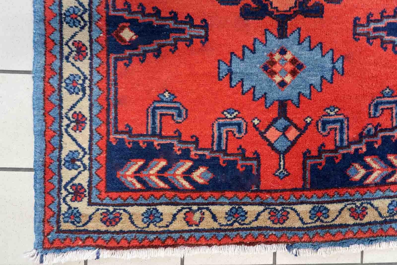 Handmade Vintage Hamadan Style Rug, 1970s, 1c1039 For Sale 1